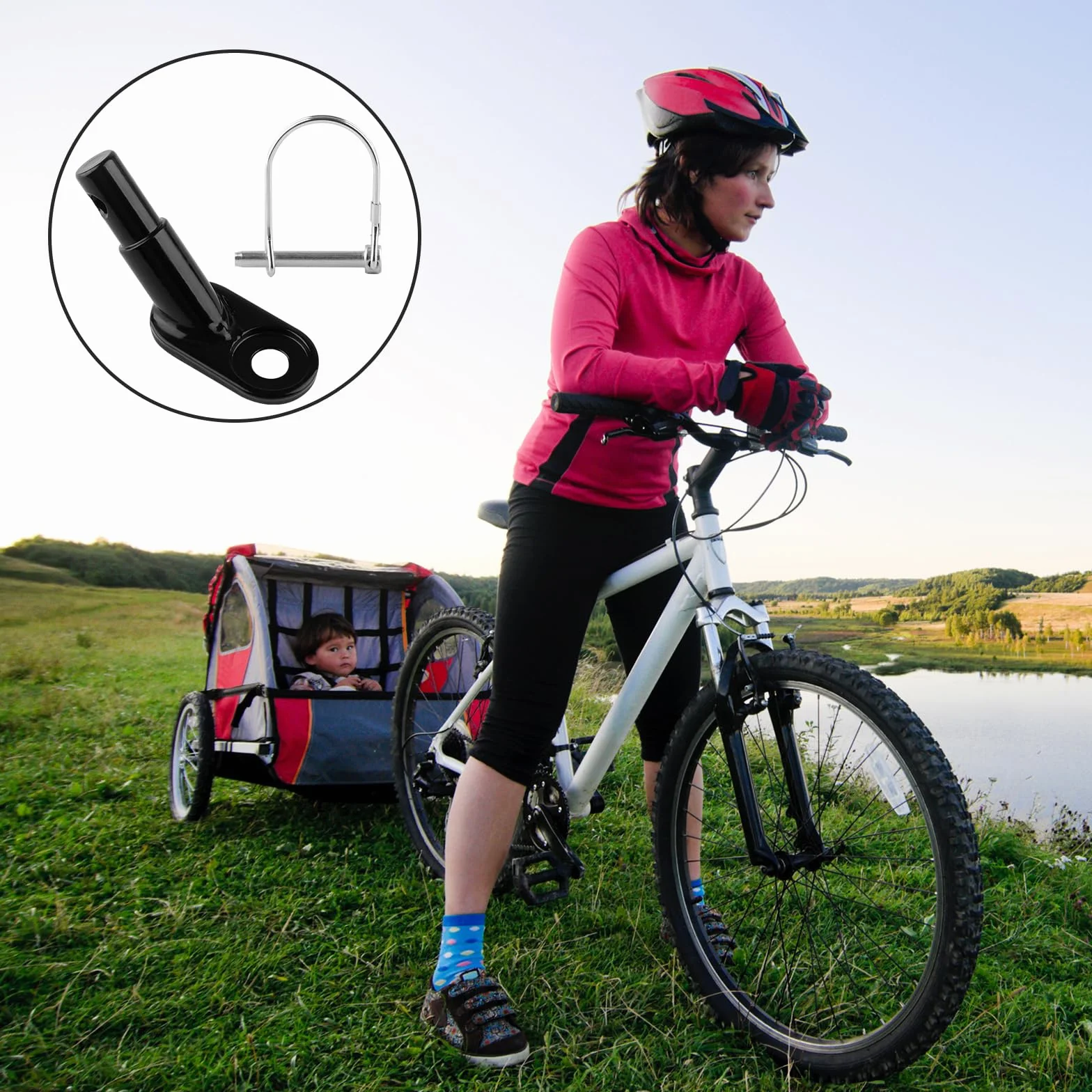Przyczepa rowerowa sprzęgło hak holowniczy adapter rowerowy, mocowanie przyczepy do przyczep dziecięcych, ładunków i zwierząt domowych
