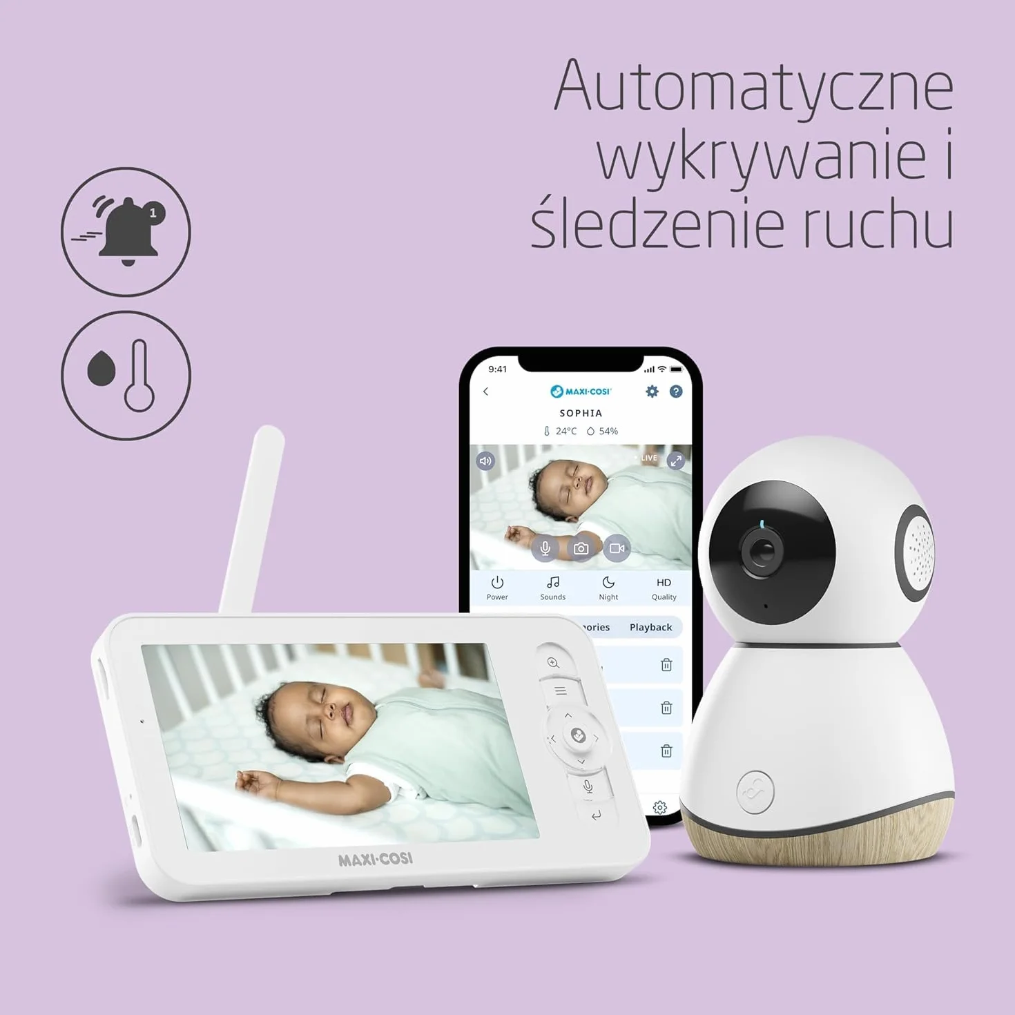 Maxi-Cosi See Pro Kamerka 2K UHD z aplikacją, tłumacz płaczu, autowykrywanie ruchu, ekran 5"