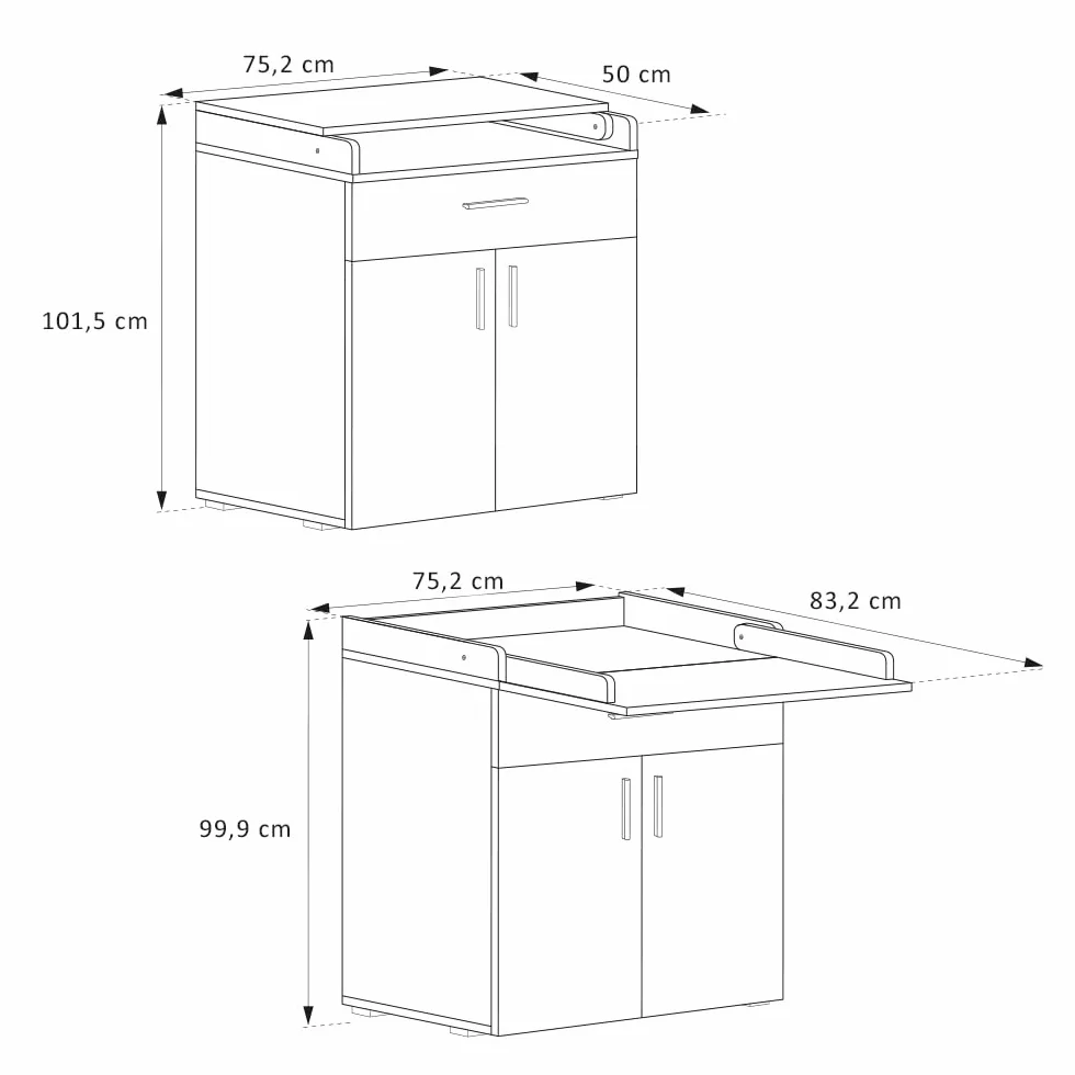 Vicco Przewijak dla dziecka Lena Biały 75.2 x 101.5 cm convertible en commode standard