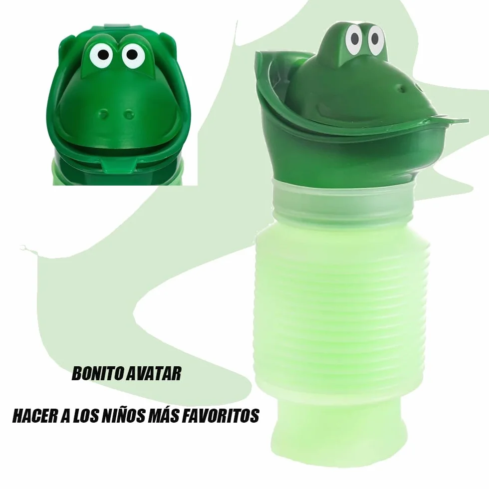 Voarge Przenośny nocnik dla dzieci, przenośny kreskówka dzieci unisex nocnik podróż pisuar Auto toaleta Pee, zielony-600ML