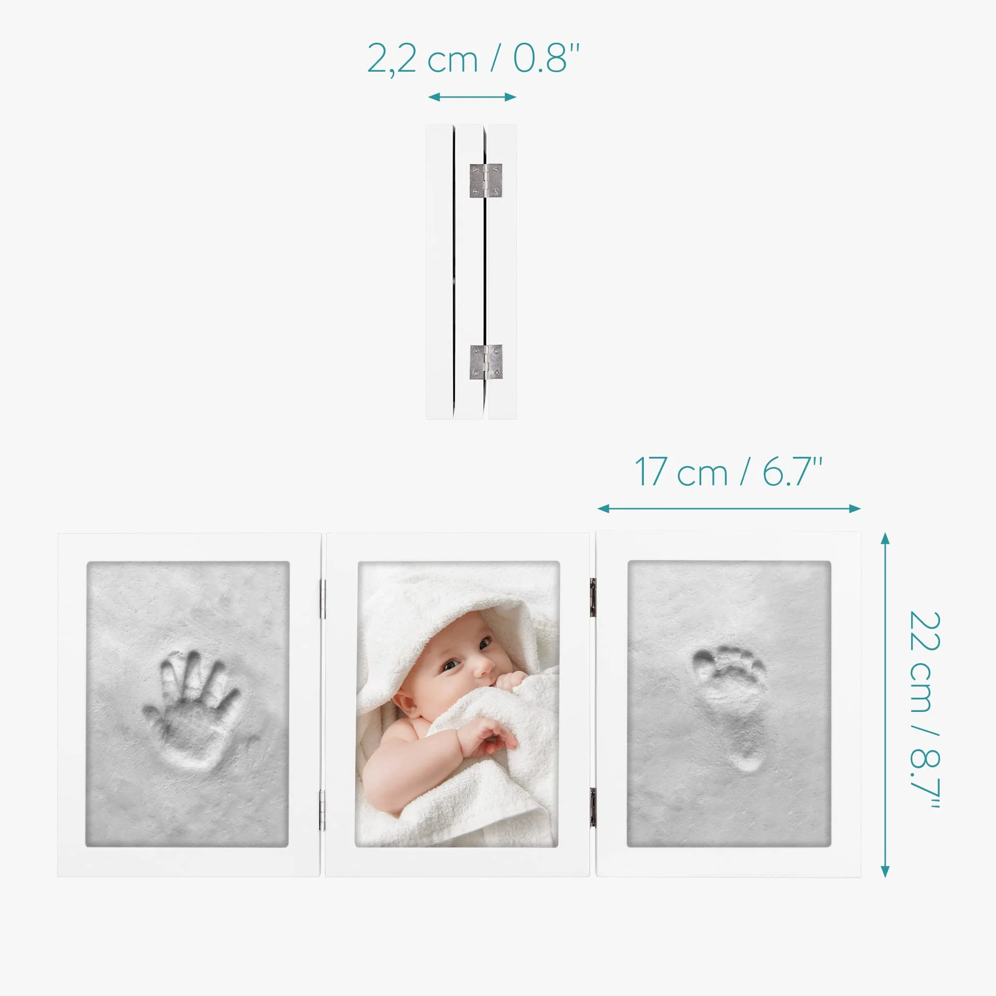 Navaris Ramka na zdjęcia z odciskiem gipsu 220 x 170 x 22 mm odcisk dłoni i stóp