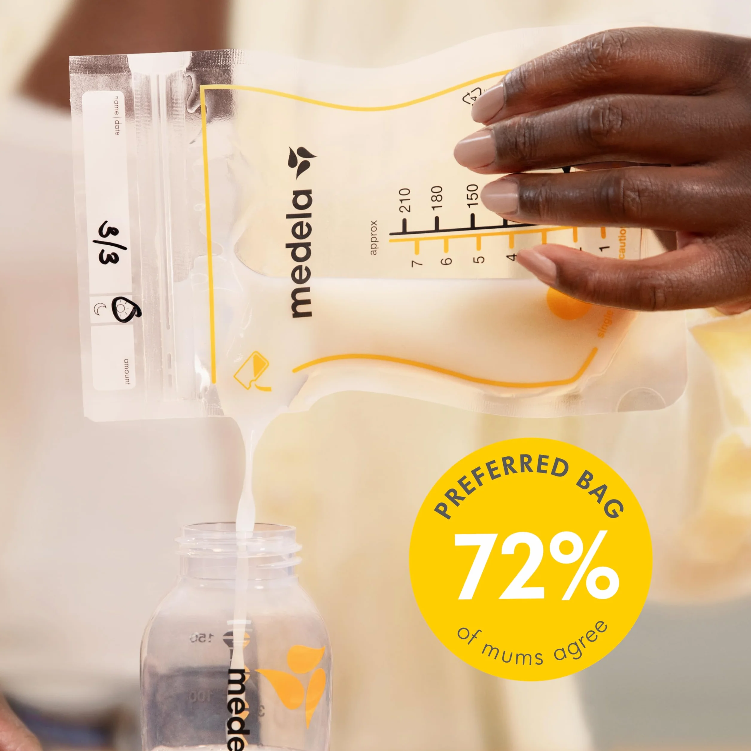Medela Easy Pour Worki do przechowywania mleka matki, 100 szt., 210 ml, jednorazowe, szczelne, z ochroną mleka, niezbędne do karmienia piersią