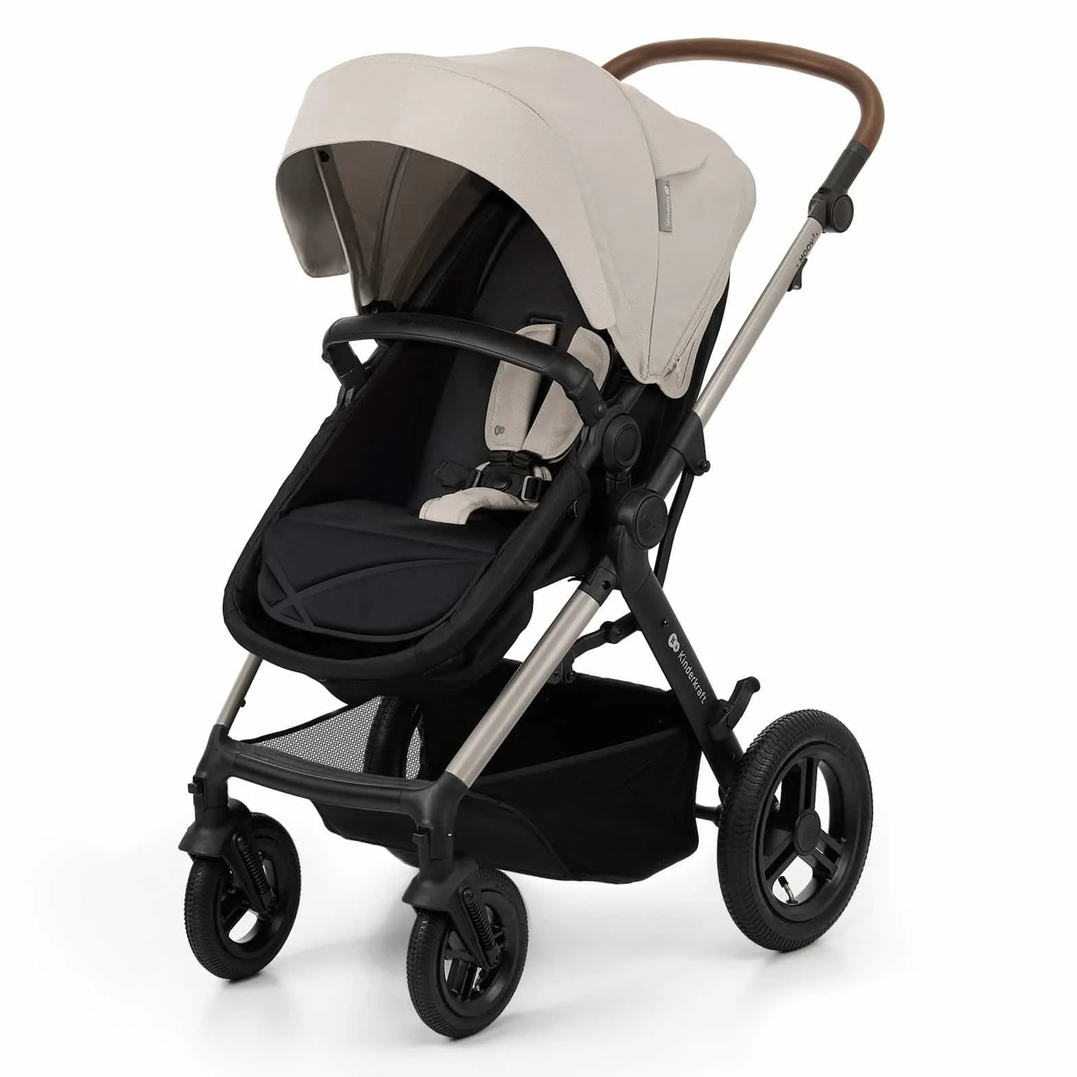 Kinderkraft MOOV 2 AIR 3 w 1 fotelik samochodowy Mink PRO I-Size system podróżny wózek dziecięcy krzesełko spacerowe składane od urodzenia do 3 lat Szary
