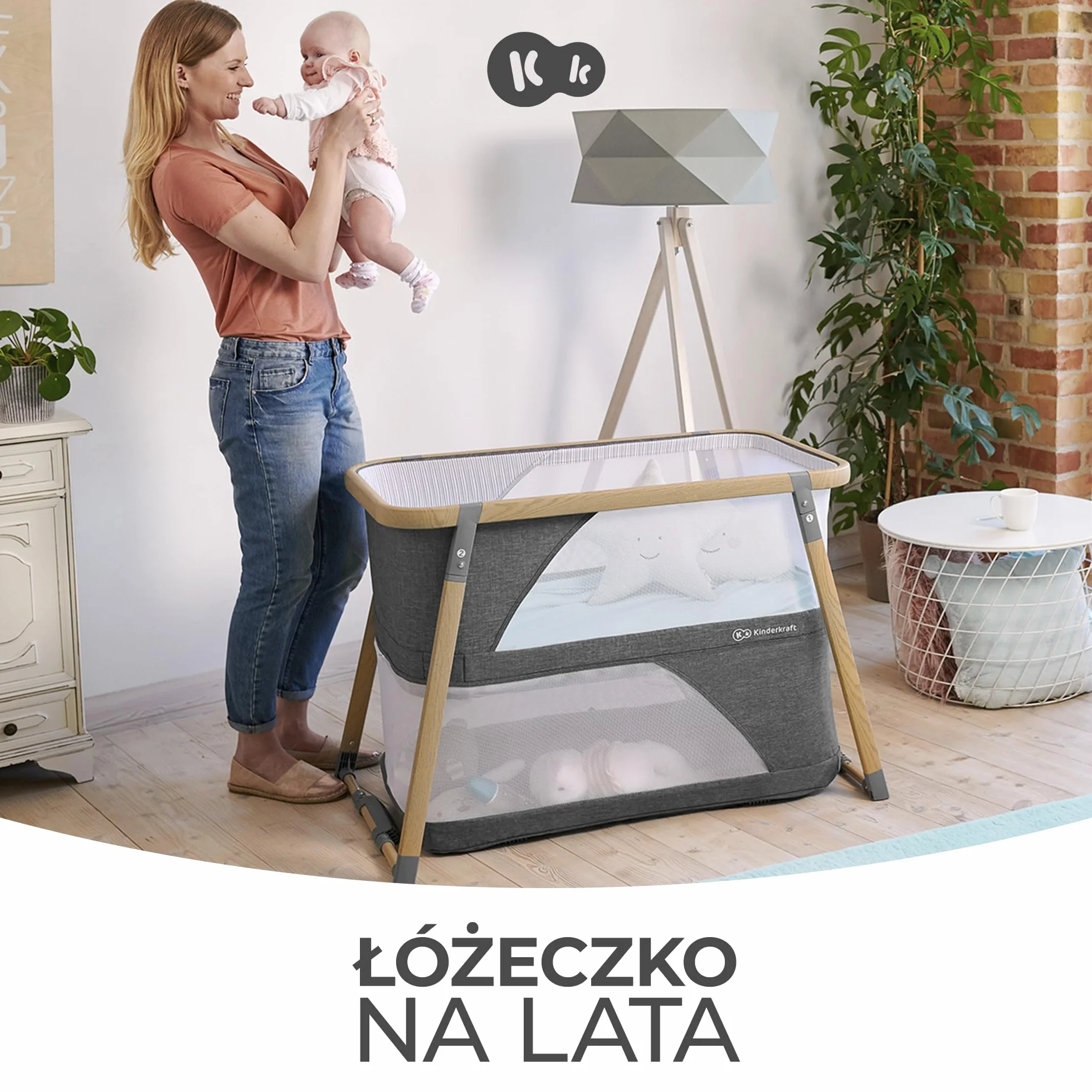Kinderkraft Łóżeczko turystyczne 4w1 SOFI, Łóżko dziecięce, Kojec, Kołyska z funkcją bujania