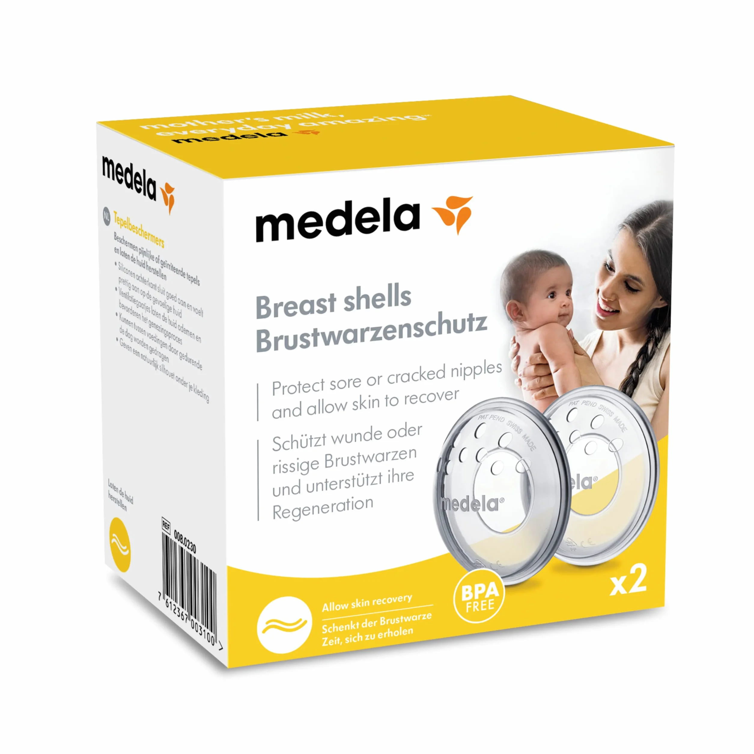 Medela Breast Shells - BPA-Free, Made from Soft Silicone, with Breathable Ventilation Holes, Includes 2 Shells