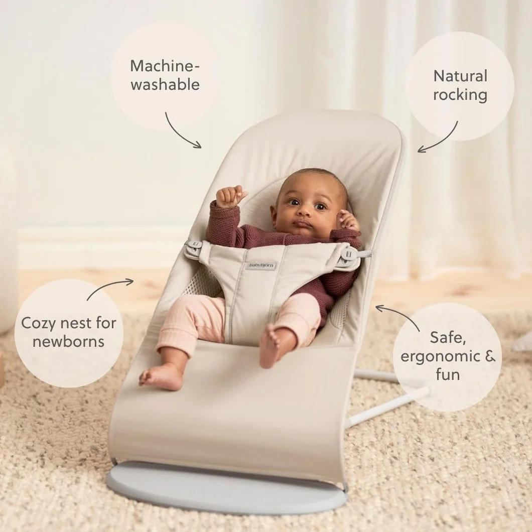 BabyBjörn Balance Soft Hamak z dżerseju z trzech tkanin, jasnobeżowy