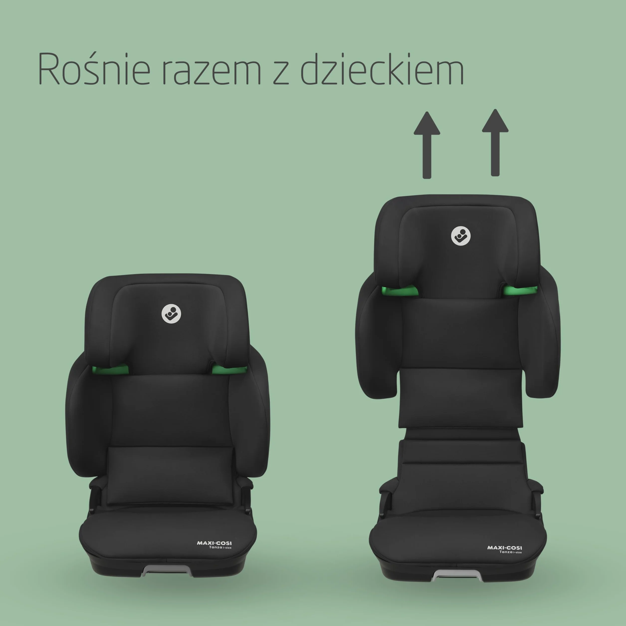 Maxi-Cosi Tanza i-Size, Fotelik booster z wysokim oparciem, 3,5–12 lat, 100–150 cm, Składany fotelik, 10 ustawień zagłówka, System ochrony bocznej G-CELL, Fotelik samochodowy isofix, Full Black