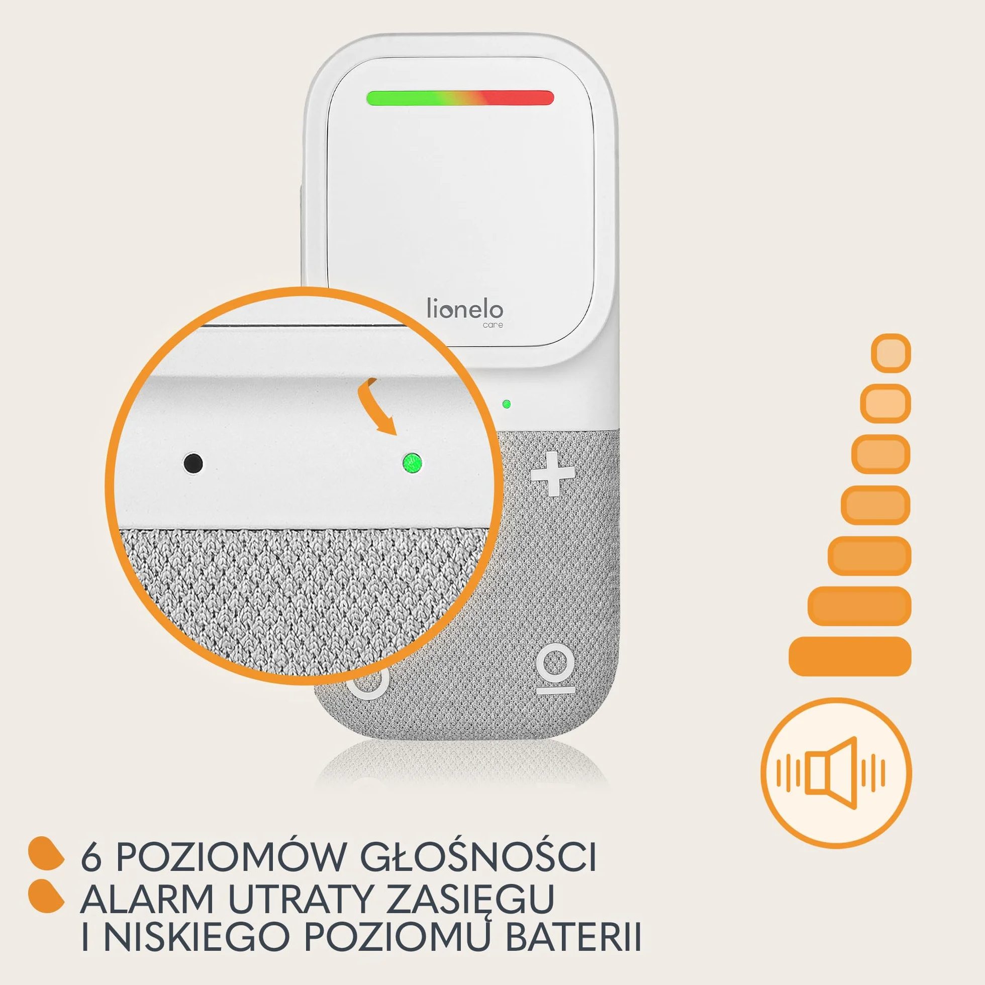 LIONELO Babyline 2.2 Niania Elektroniczna Audio z Lampką Nocną, Zasięg do 400 m Dwustronna Komunikacja Tryb Oszczędzania EcoVox, Alarmy, Bateria do 12 h, Regulacja Głośności
