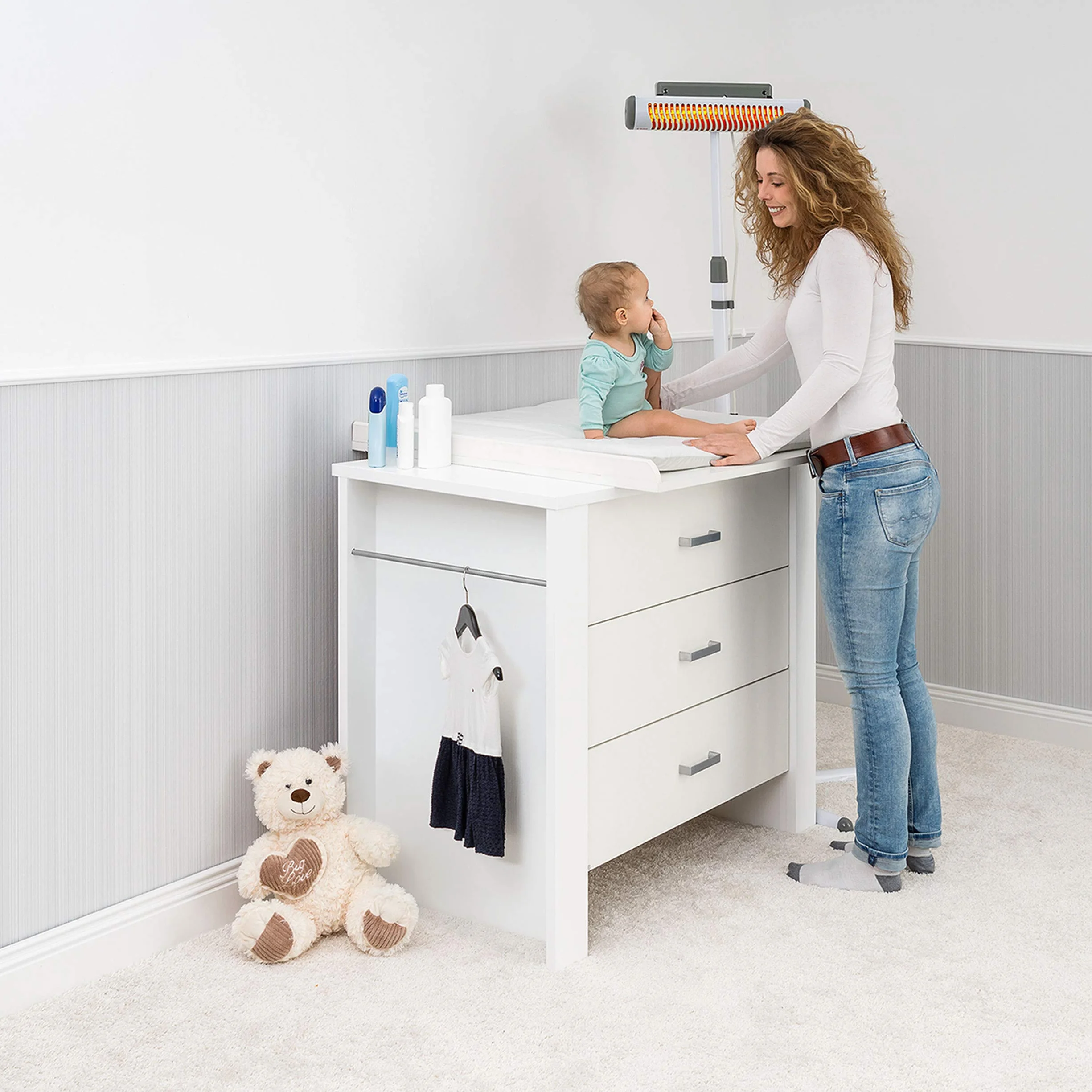 Reer 19050 Promiennik do Przewijania Easyheat Flex, Biały, 1 Sztuka