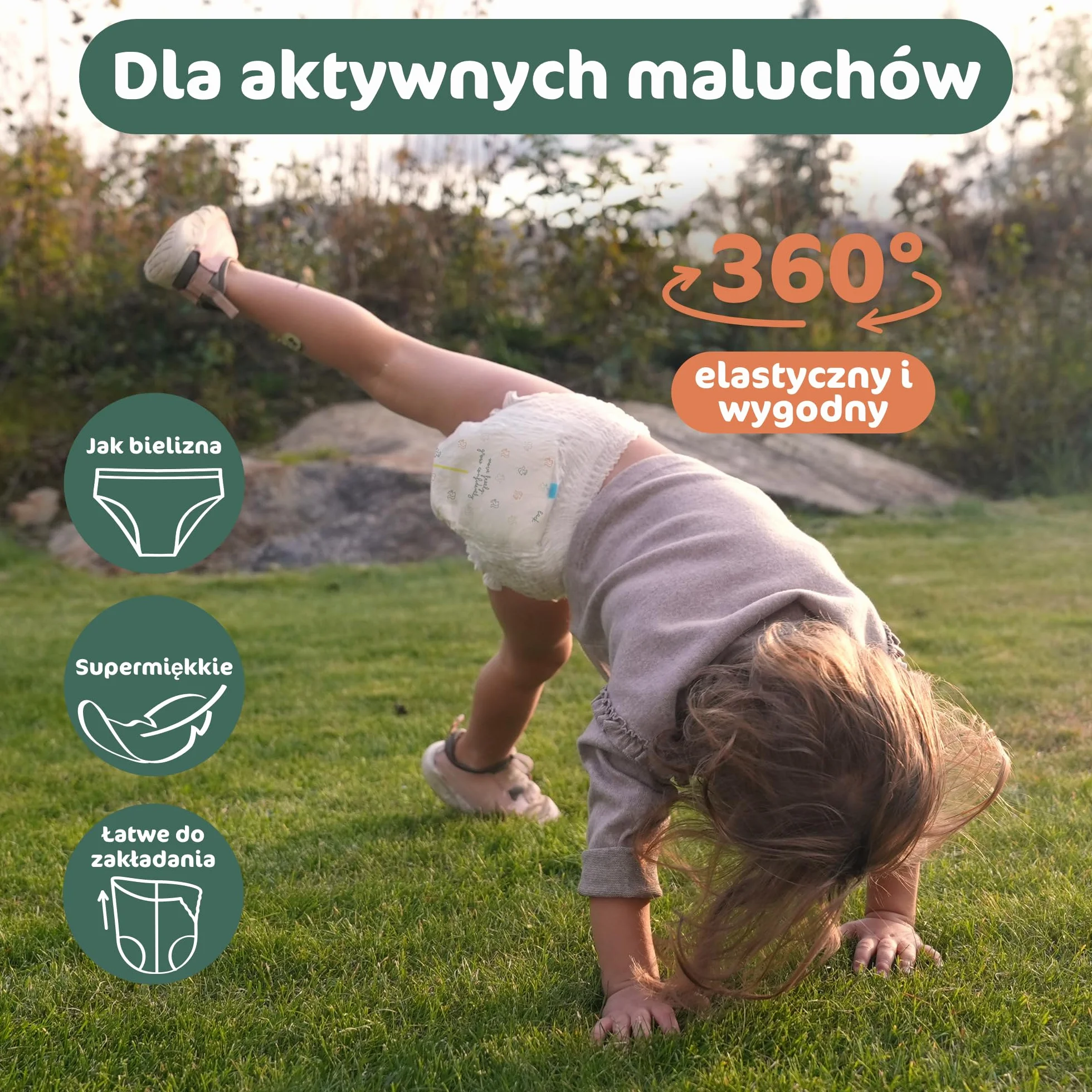 Naty FreeMovers Pieluchomajtki | Dla Wrażliwej Skóry | Miękkie, Bezzapachowe, do Nocnikowania | Chłonne i Przeciekoodporne | Niemowlęta i Dzieci | Rozmiar 5 (12–18 kg), 80 szt.