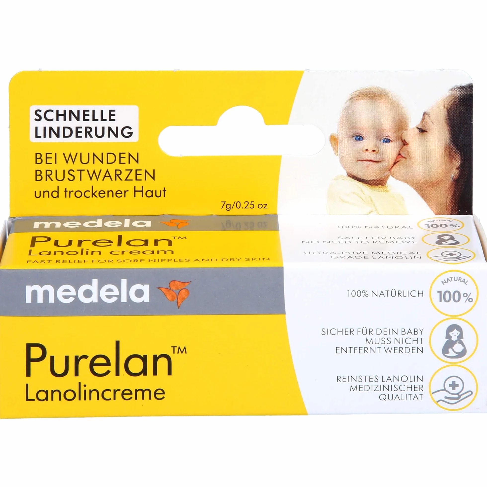 Medela Purelan Brustwarzensalbe aus 100% Lanolin, 7 G Maść