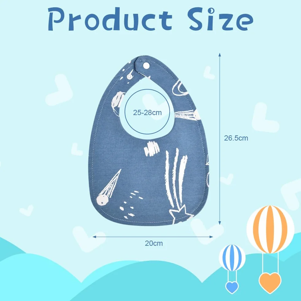 Vicloon Śliniaki dla niemowląt, śliniaki, Bandana dla niemowląt śliniaki, super chłonne, z regulowanymi zatrzaskami, zestaw śliniaków dla noworodków unisex w wieku 0-36 miesięcy