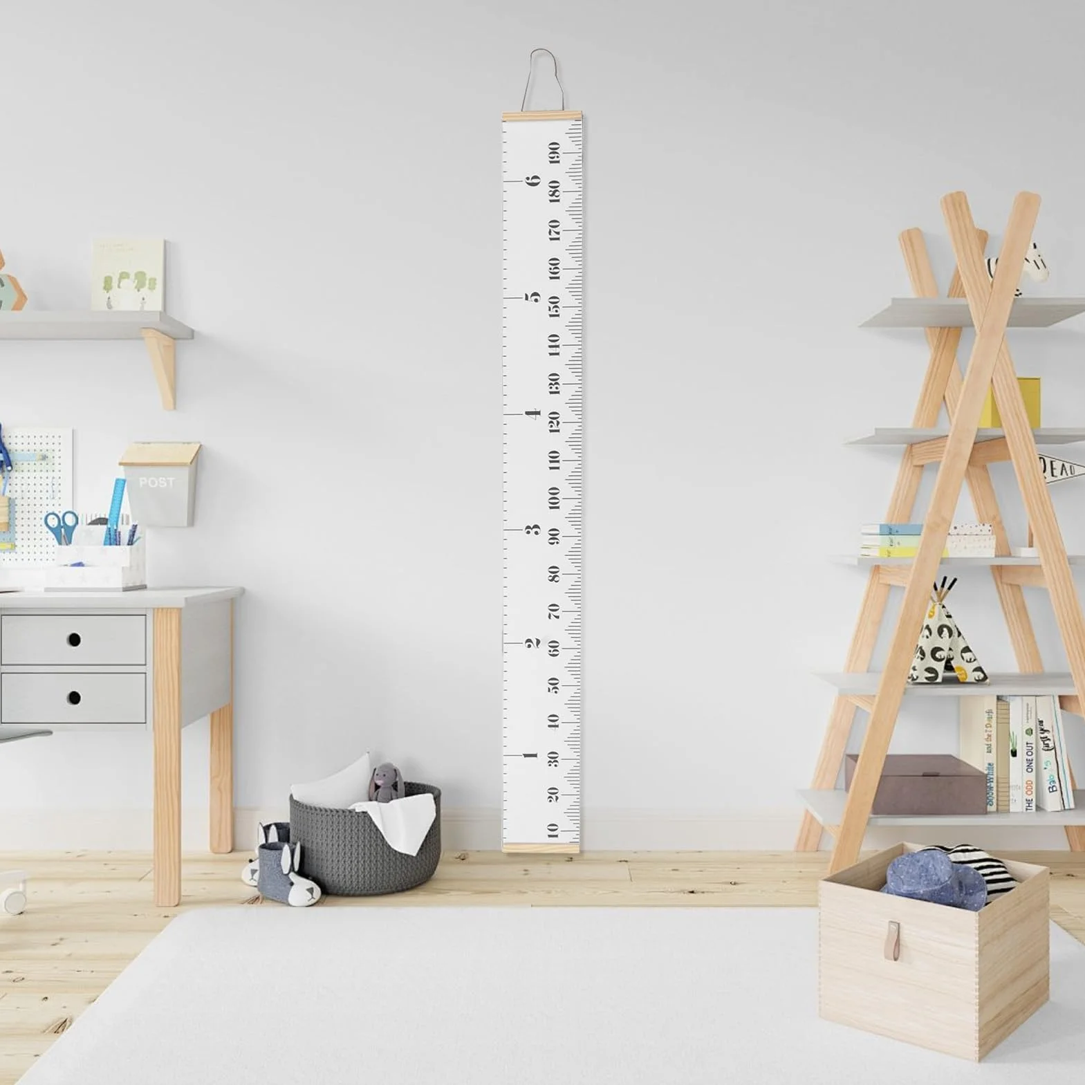 Natudeco Wall Kids Growth Chart Canvas Height Chart Ruler Removable Canvas Wall Hanging Measurement Chart Measuring Height Chart for Salon Home