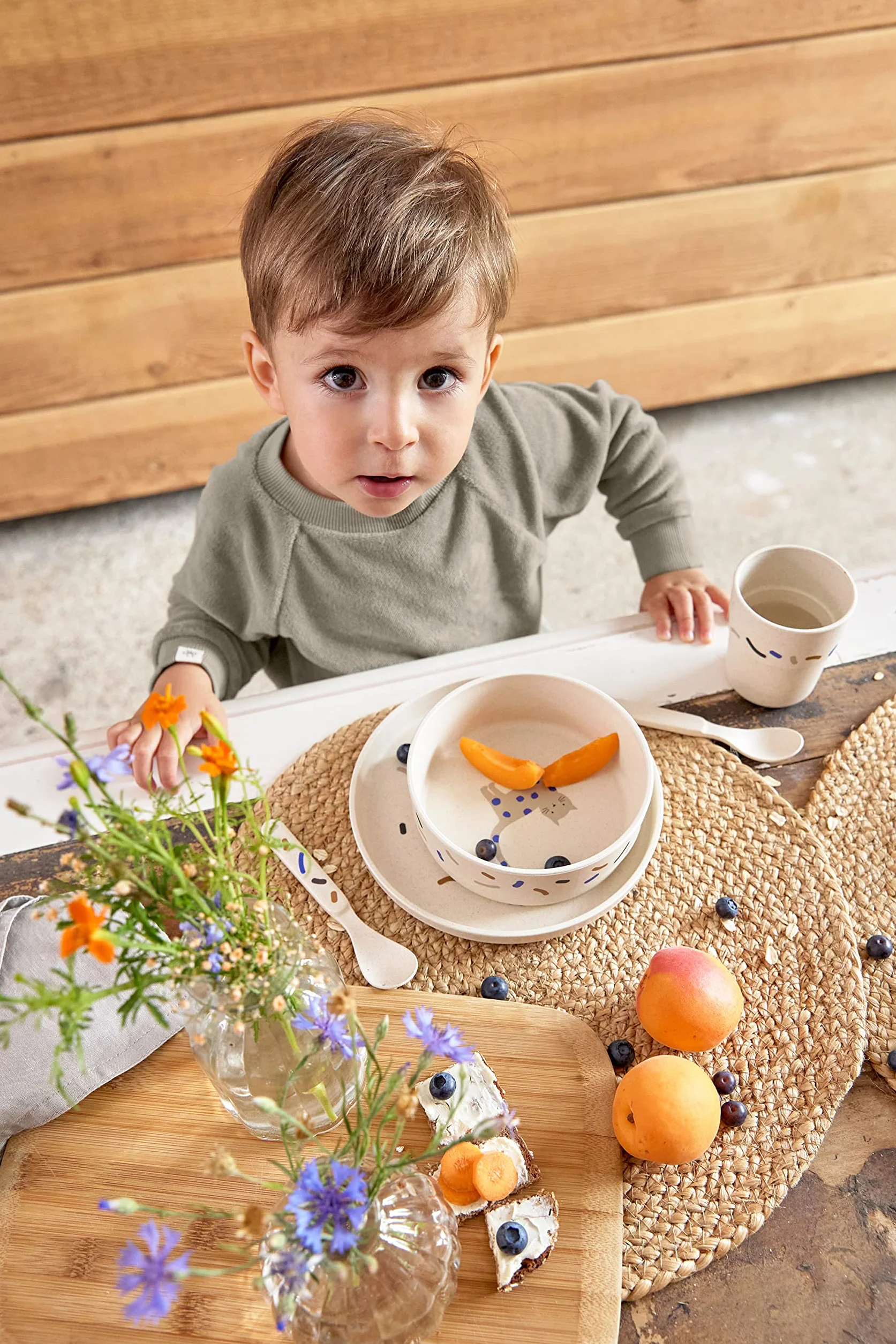 LÄSSIG Zestaw naczyń dla dzieci Little Mateys Spicy Orange bez BPA do zmywarki i mikrofalowej