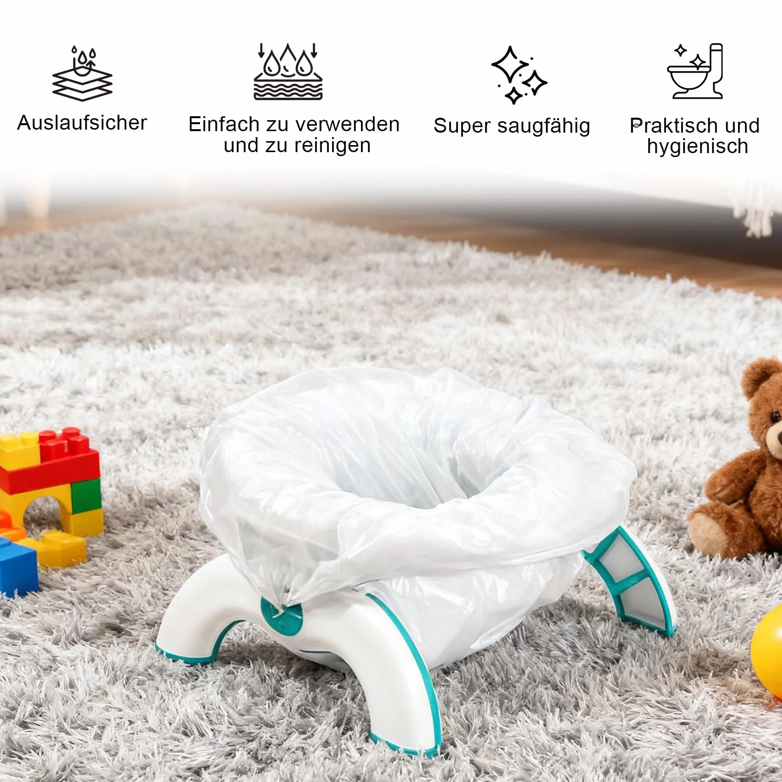 Woreczki na nocnik dla dzieci z przyssawką i podkładką 30 sztuk uniwersalne do toalety