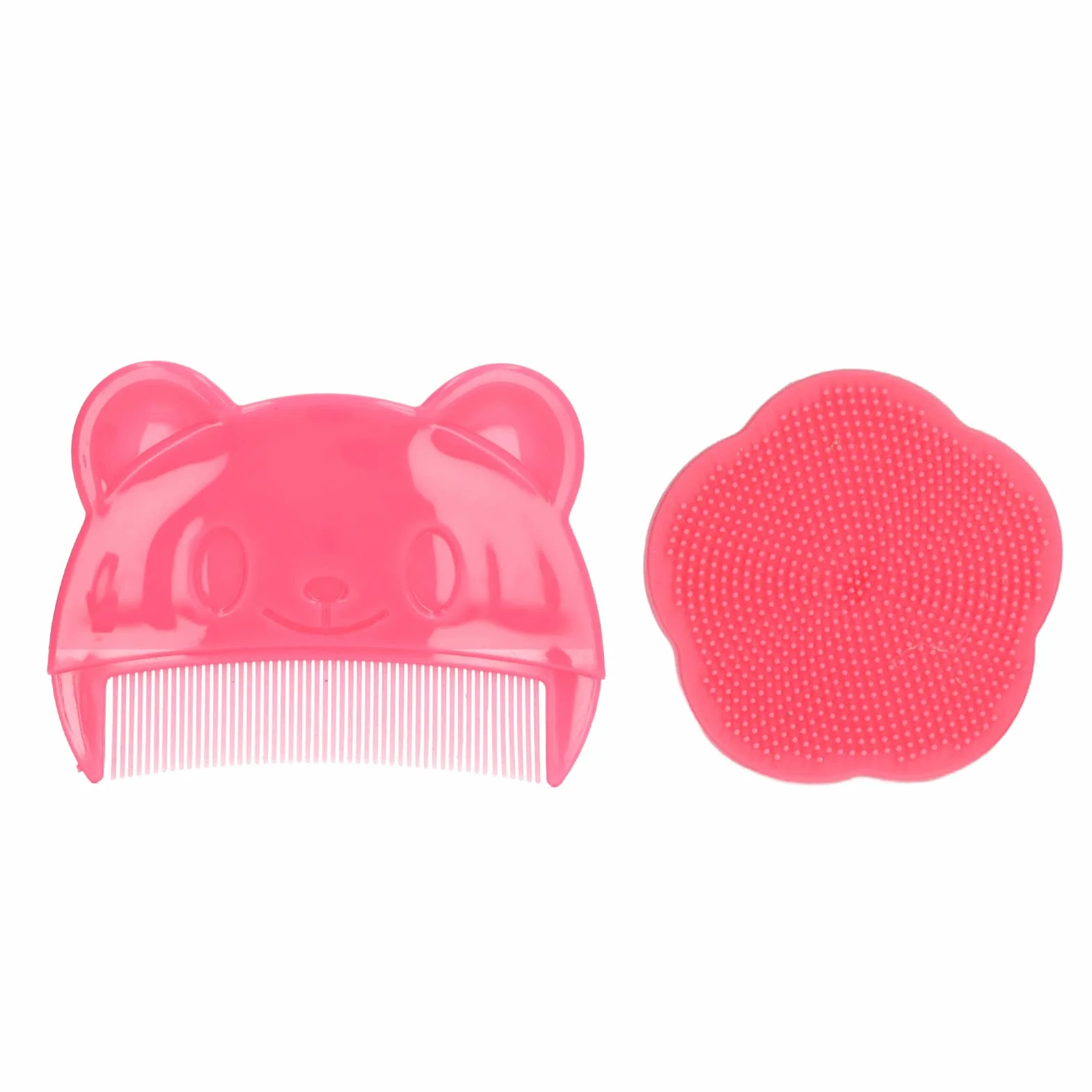 Szczotka do Kąpieli dla Dzieci, Szczotka do Kołyski Oraz Grzebień, Miękka Baby Bath Silicone Brush Set z Cradle Cap Bristle Brush i Pudełko do Przechowywania Idealny dla Noworodków i(Czerwony)