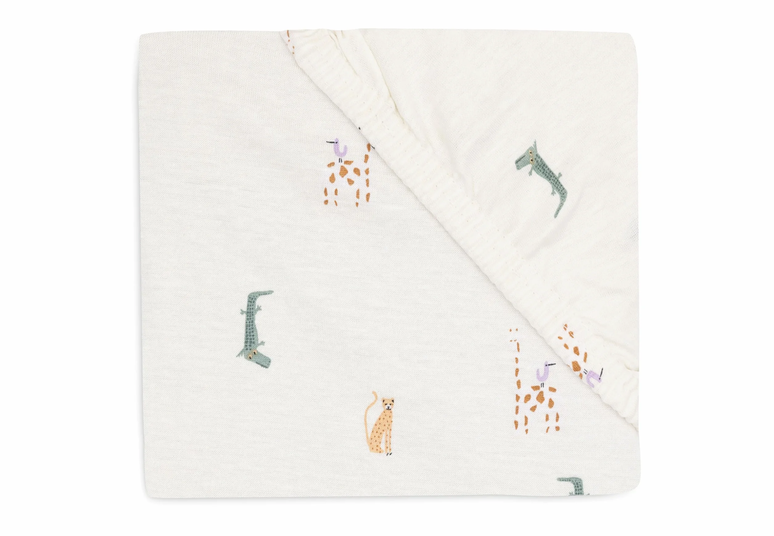 Jollein Prześcieradło dżersejowe z gumką – do łóżeczka dziecięcego – Jungle Jambo – 60 x 120 cm – 100% bawełna – prześcieradło z gumką – certyfikat Oeko-TEX