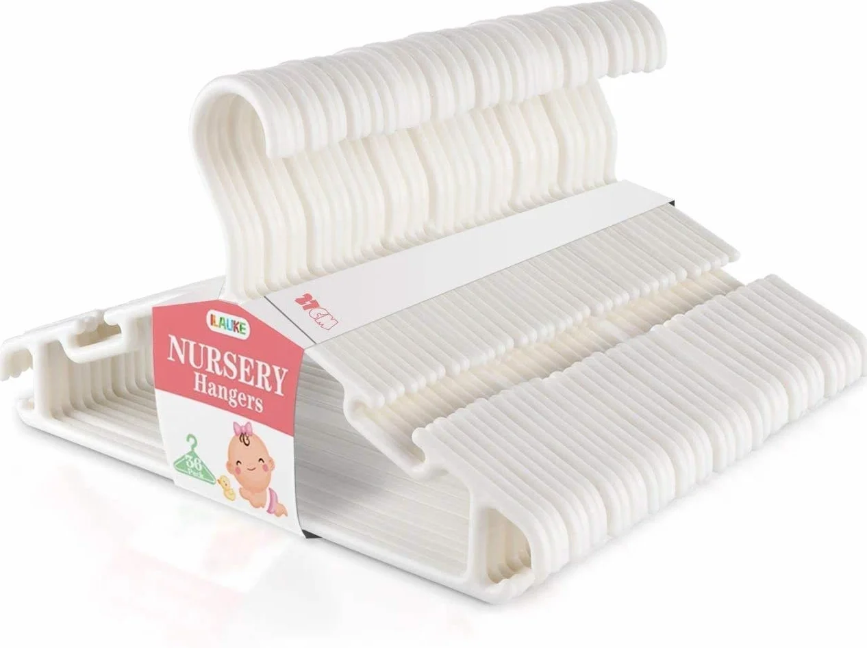 ilauke Wieszaki dla dzieci 36 elementów: Wieszaki dla niemowląt bez BPA ze wzmocnioną cholewką - antypoślizgowe wieszaki z solidnymi haczykami (27 cm) do garderoby dziecięcej, pokoju dziecięcego i