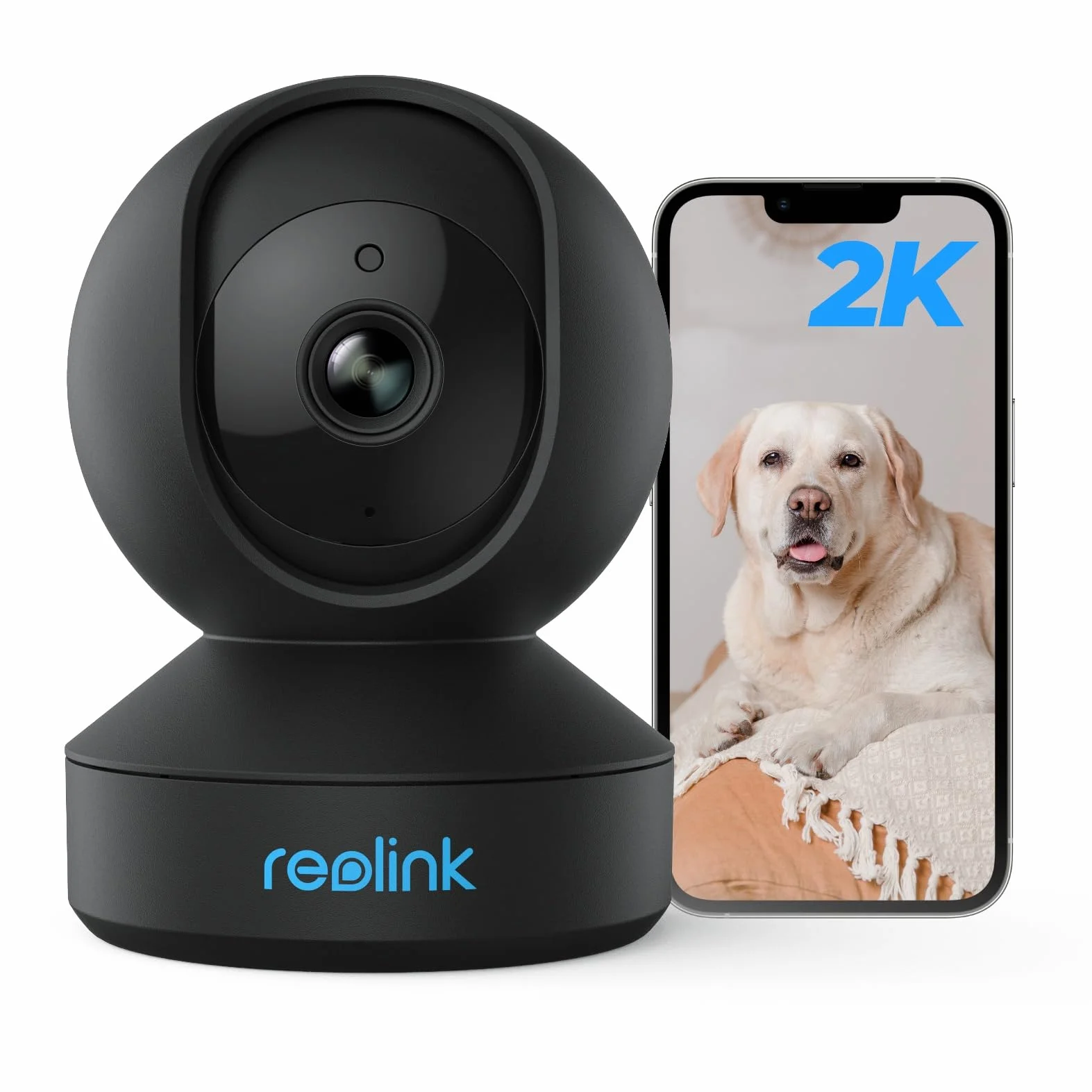 Reolink 3MP WiFi Wewnętrzna Kamera Bezpieczeństwa, 2.4GHz WiFi CCTV Kamera dla Starszego Dziecka, Monitor Zwierzaka z Pochyleniem Pan/Wizja Nocna / 2-Drożny Dźwięk/Wykrywaniem Ruchu, E1 Czarny