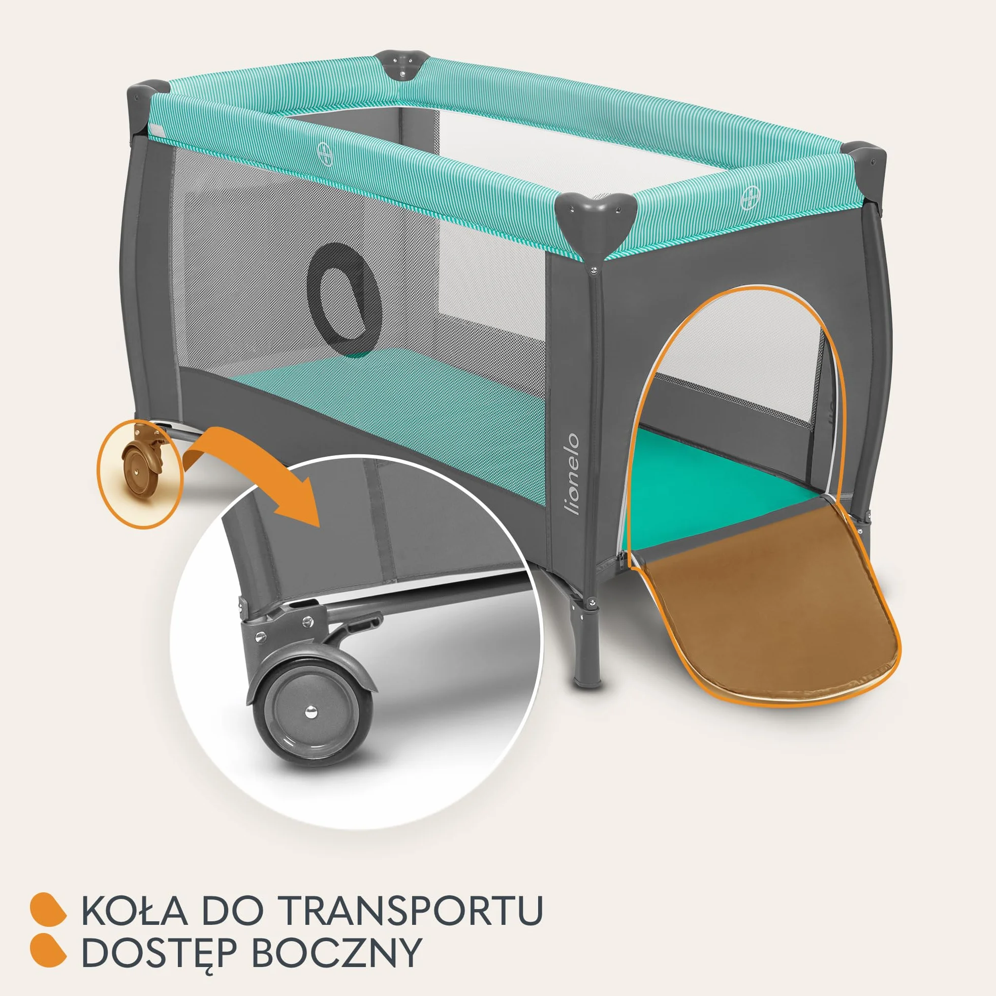 Lionelo Sven Plus 2 W 1 Dziecięce Łóżeczko Dla Dzieci Od Urodzenia Do 15 Kg, Mata Do Przewijania Moskitiery, Przewiewne Ściany Boczne Z Wejściem Bocznym, Torba Składana