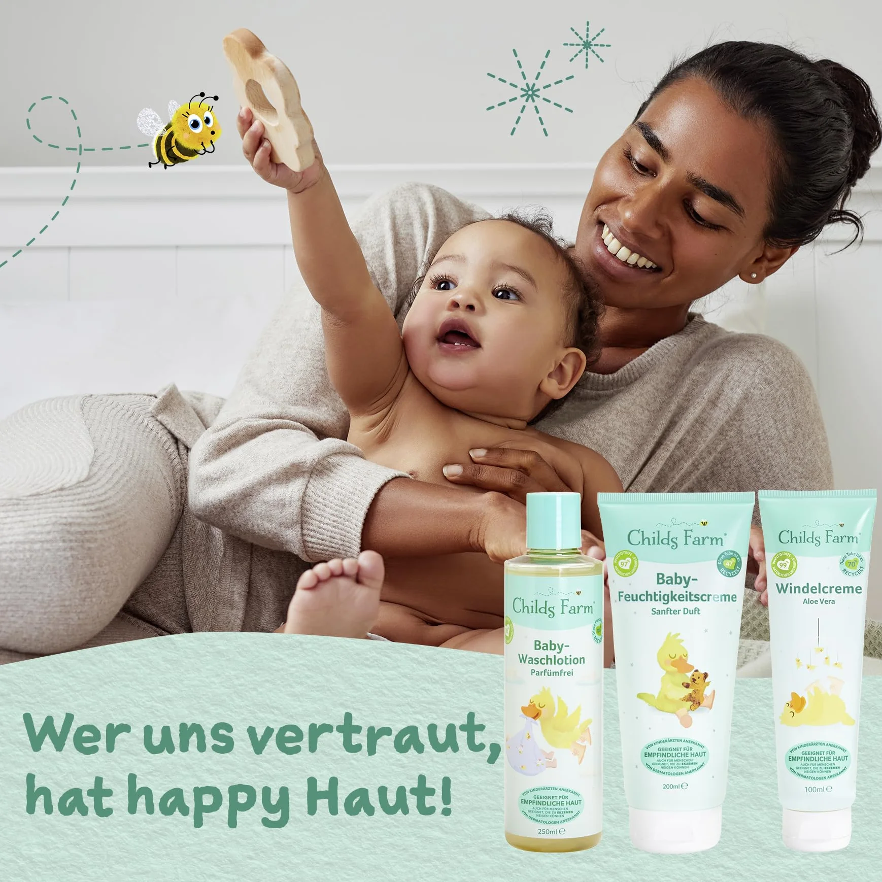 Childs Farm Krem nawilżający dla niemowląt 200 ml | lekko pachnący | nawilżający | Odpowiedni dla noworodków z suchą, wrażliwą skórą również ze skłonnością do atopowego zapalenia skóry