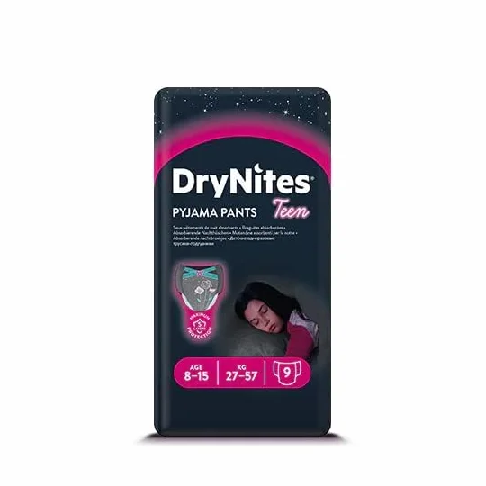 Huggies DryNites majtki dziewczęce 8-15 lat 9 sztuk