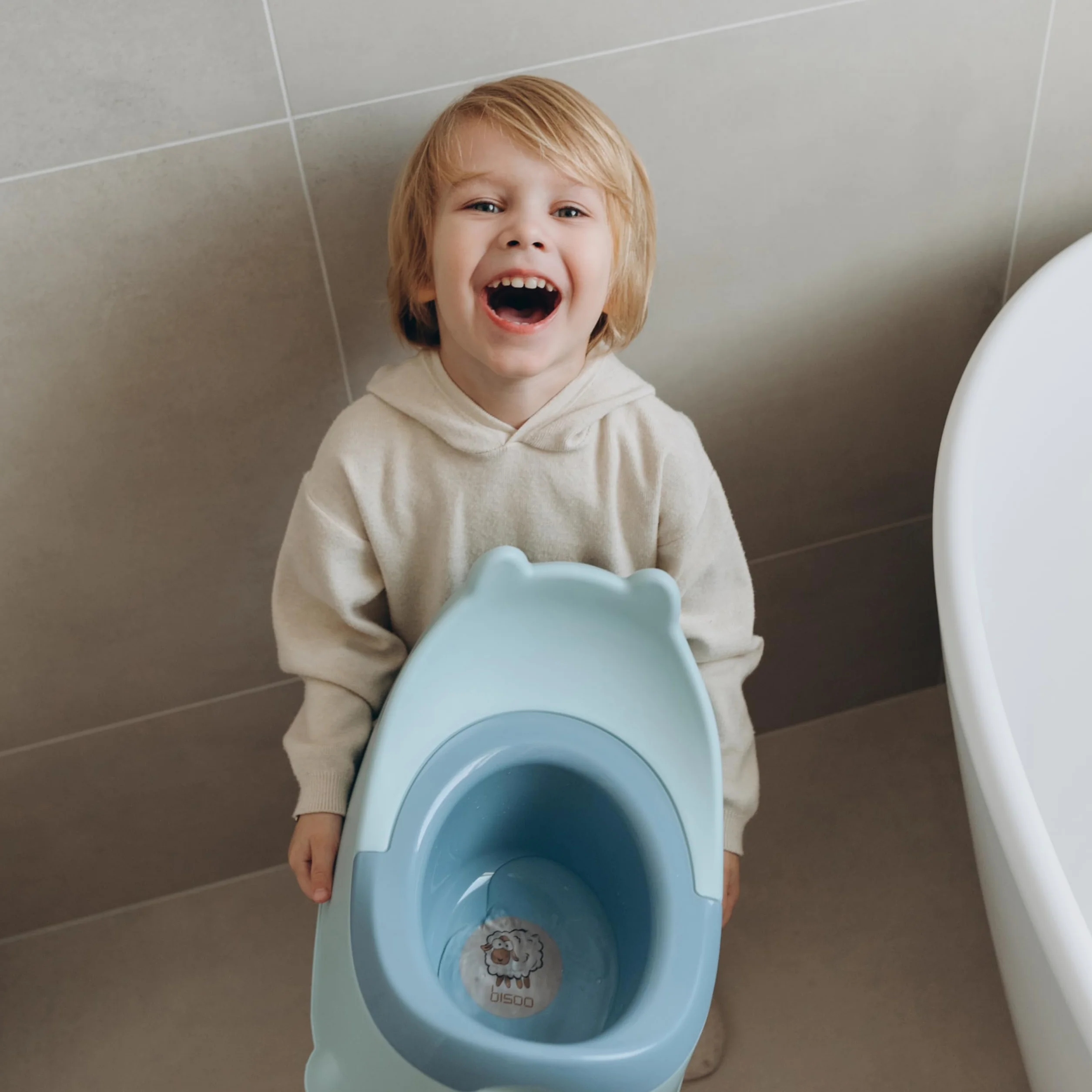 BISOO Nocnik dla Dzieci – Kompaktowa Przenośna Toaleta dla Dzieci +18 miesięcy – WC - Odpieluchowanie Dziewczynek i Chłopców – Higieniczna Wyjmowana Wkładka (Niebieski)