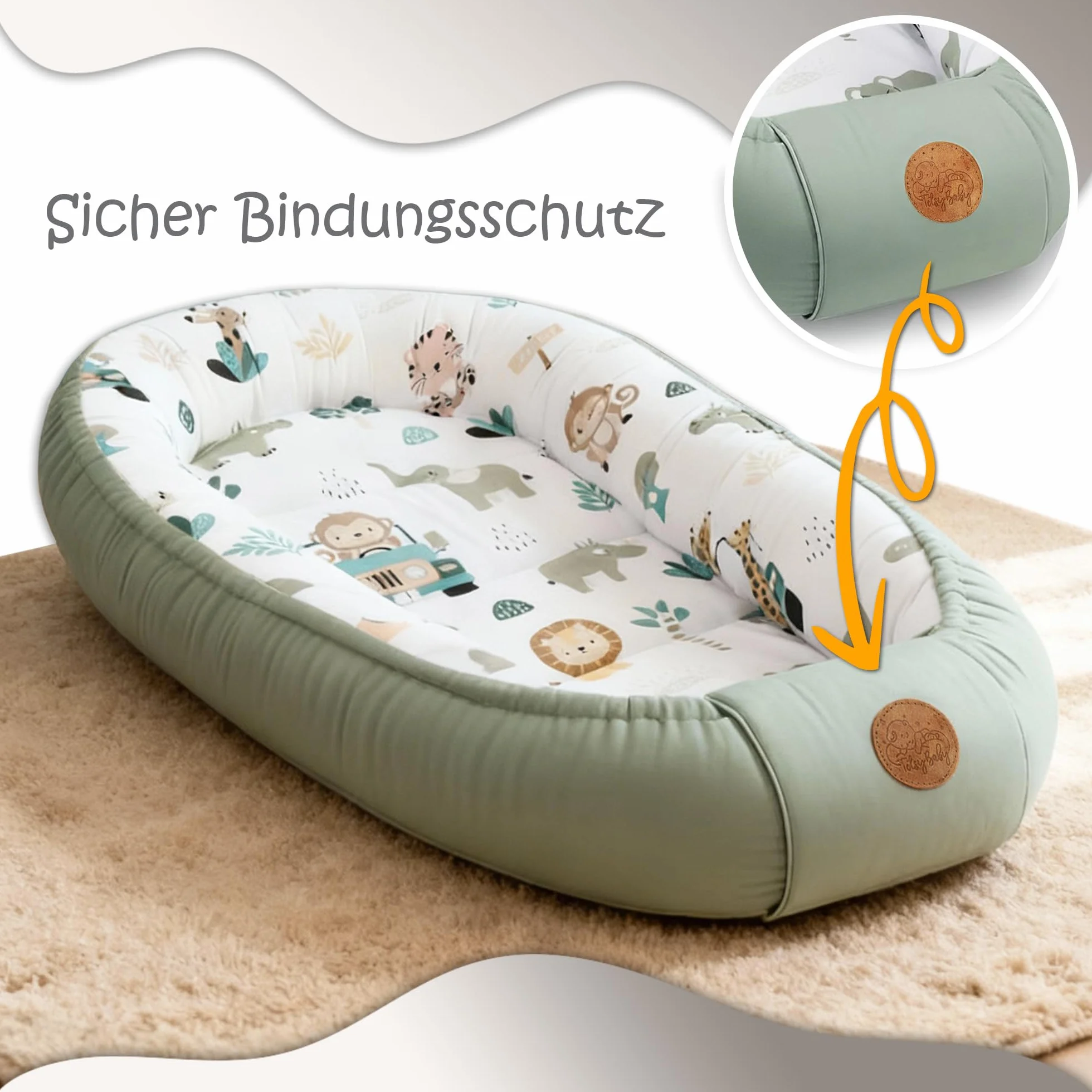 Babynest kokon noworodka 90x50 cm bawełniany ręcznie wykonany