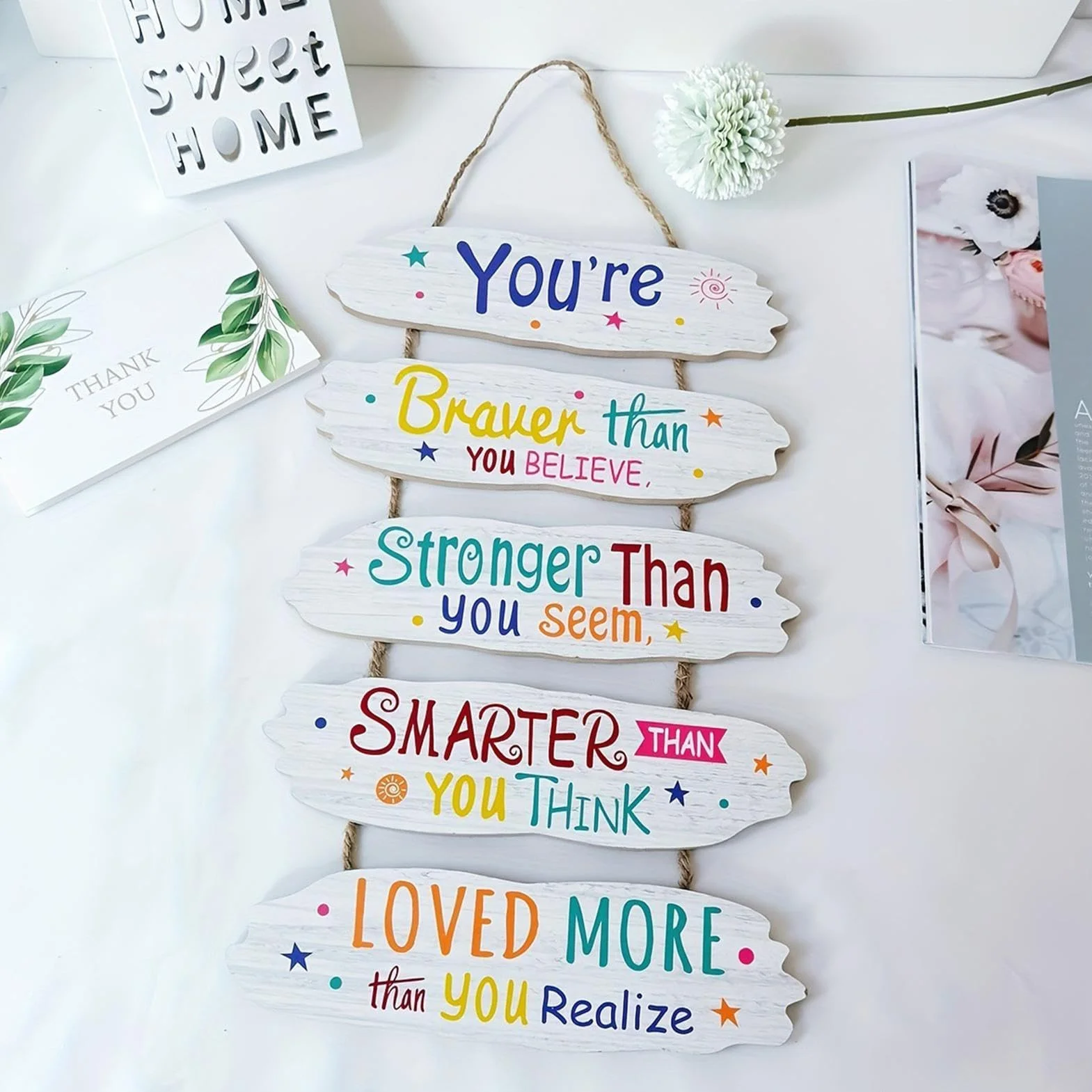 Motivational Wall Decor, Wooden Nursery Wall Sign, 13.78x9.06x0.2 inches Educational Decorative Art, Rustic Design, Inspirational Wood Board for Kids Room, Playroom, and Livingroom