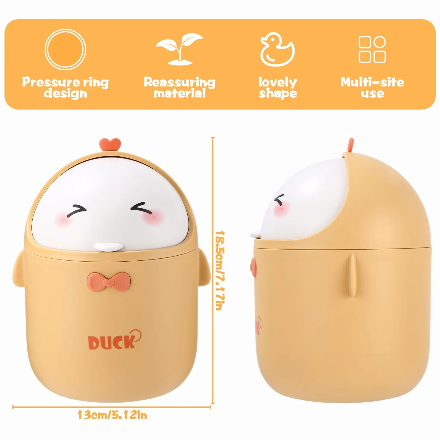 Huifoo Mini stołowy kosz na śmieci z pokrywką, słodki kosz na śmieci z kreskówki, mały kosz na śmieci, dekoracja Kawaii, pudełko do przechowywania, do biura, pokoju dziecięcego, toaletki, salonu