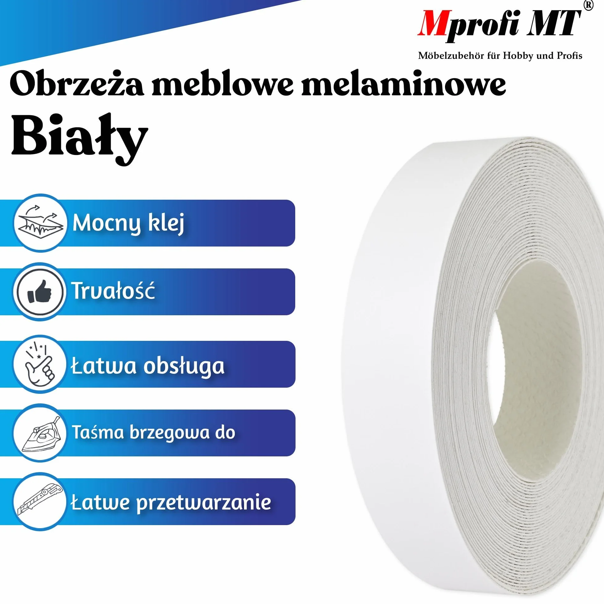 Mprof MT® - Tasma obrzezowa z klejem Baly | 45mm x 5m | Tasma do Krawedz Mebl | melaminowa Krawedzowa | Latwa w Aplkacj | Trwala | Grubosc 0,50mm