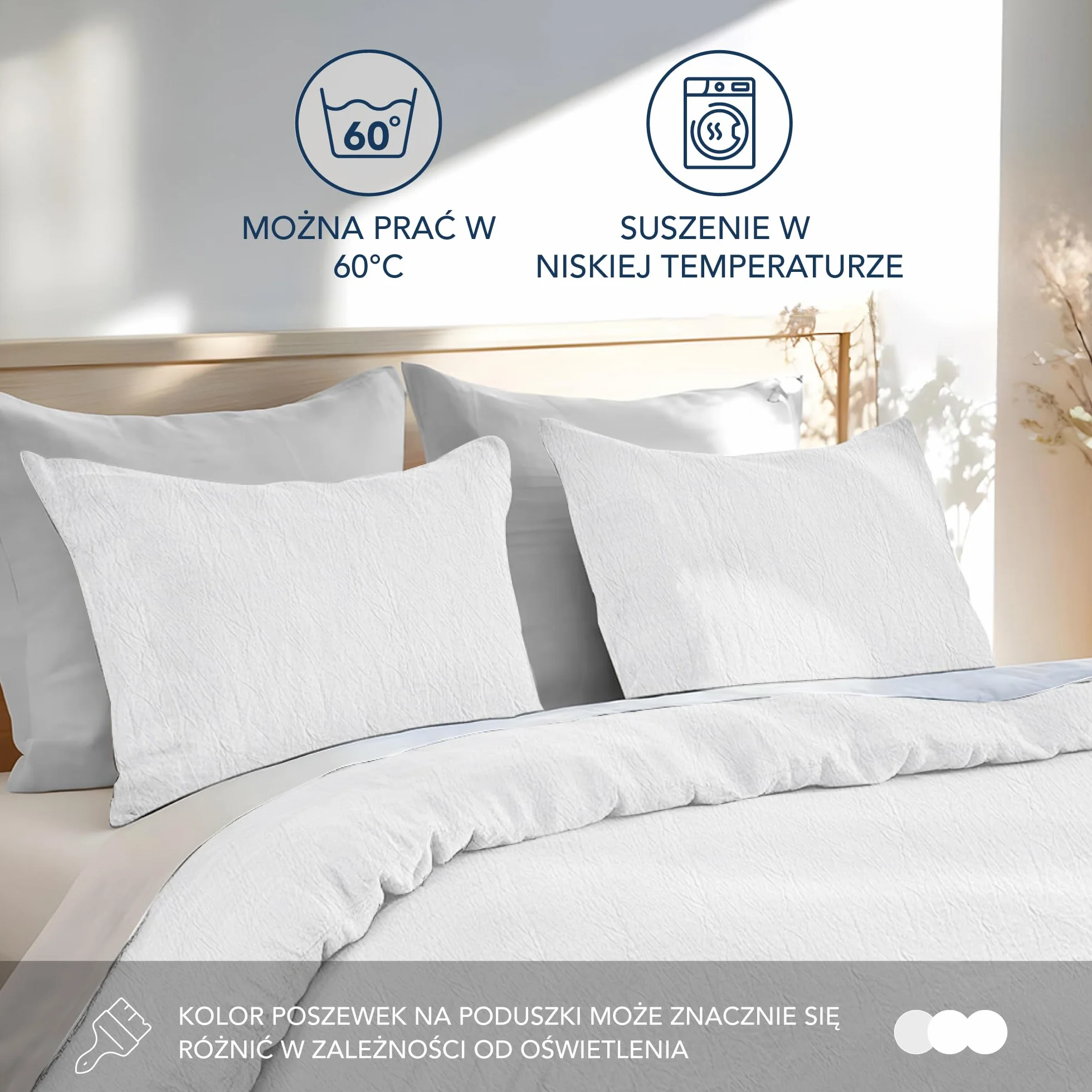 Dreamzie Poszewka na poduszkę 40x80 bawełna zestaw 2 sztuk biała Oeko Tex