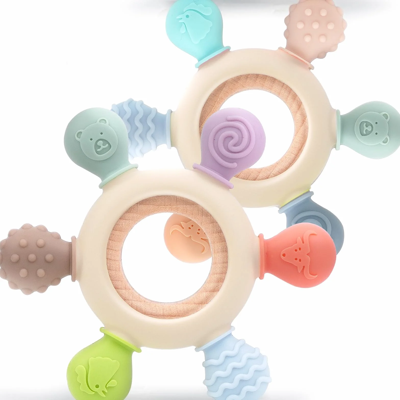 Okonkn gryzak dla niemowląt, pomoc przy ząbkowaniu, BPA-Free, silikonowe akcesoria dla chłopców i dziewczynek, zabawka dla niemowląt od 4 miesięcy+