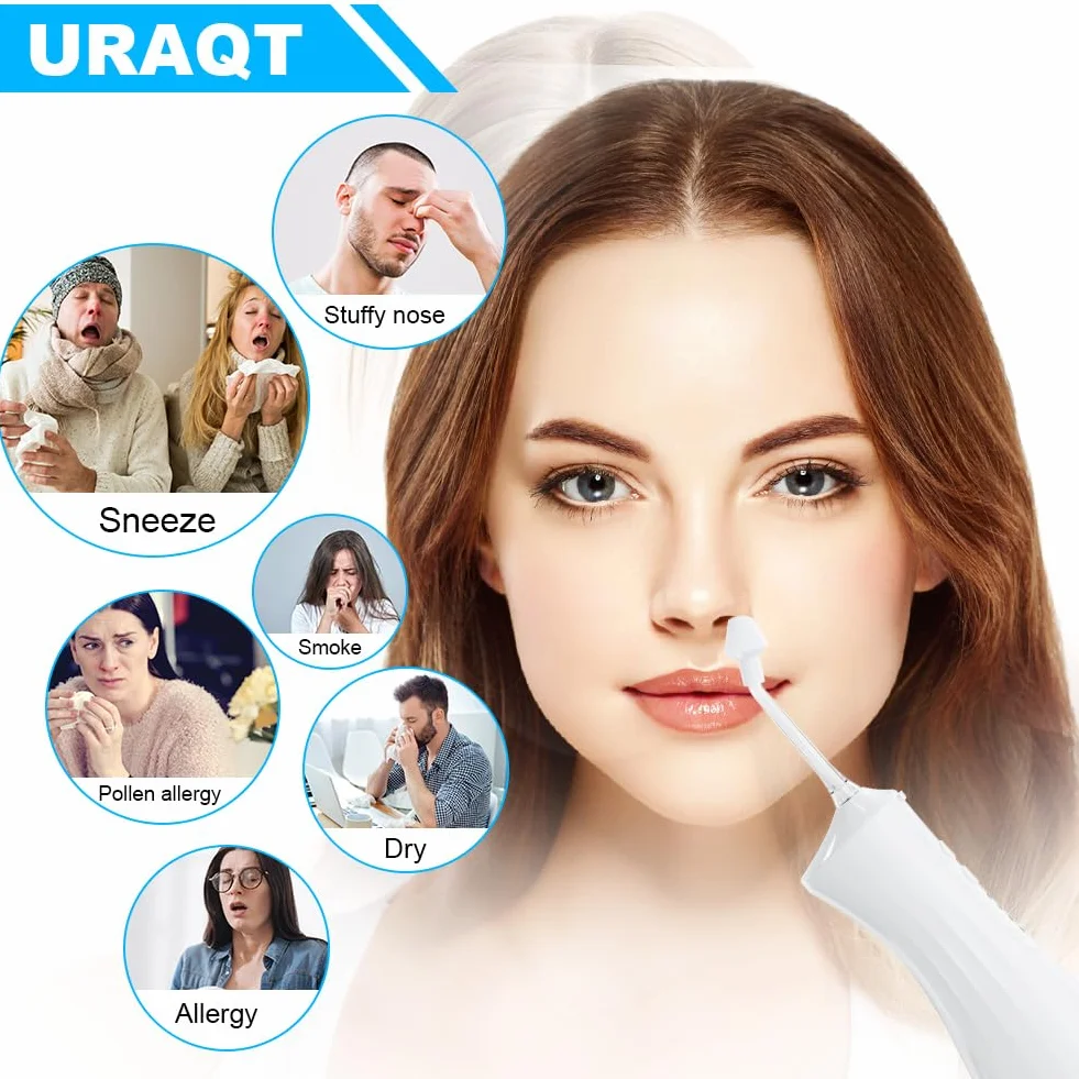 Neti Pot Elektryczny Zestaw do Płukania Zatok z 40 Pakietami Soli i 4 Końcówkami