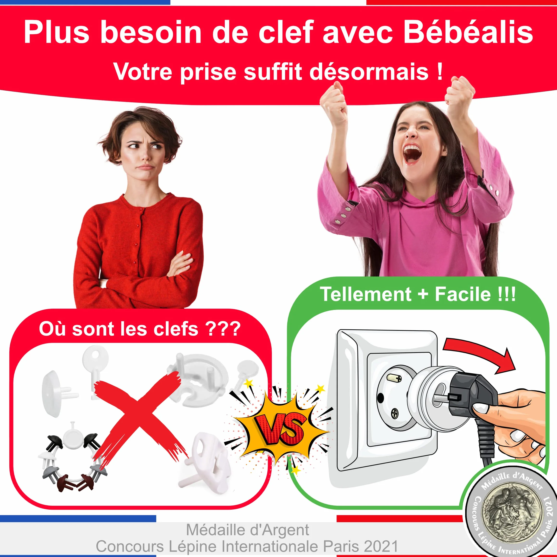 [Pakiet x20] Zdejmowana pokrywa francuska dla niemowląt [ Bez klucza Ni Klej ] - Wynalazek 100% Made in France - Wtyczka dla niemowląt - Bezpieczeństwo w domu Ochrona gniazdka elektrycznego - opiekuna