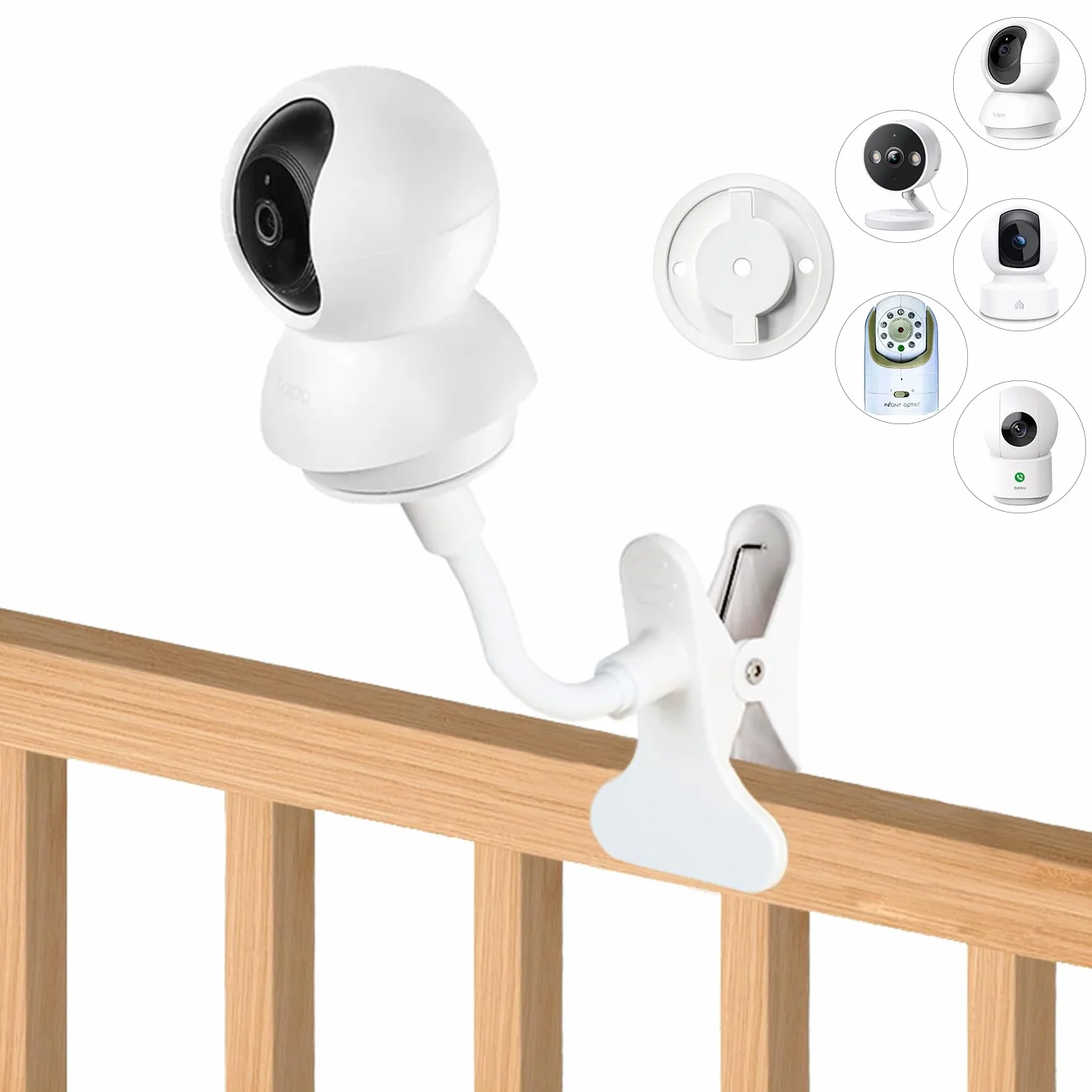 Uchwyt na kamerę niani do kamery TP-Link Tapo C200/C210/C220/C201/C202/C211/C212/C222/C230 WLAN IP Kame (biały)