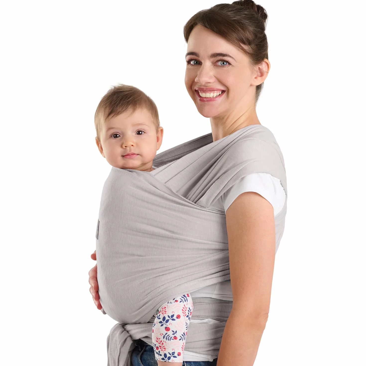 Laleni chusta 0-15 kg, nosidełko dla noworodków, certyfikowana bawełna OEKO-TEX, 5,10 m - chusta do noszenia dziecka i owijania, jasnoszara