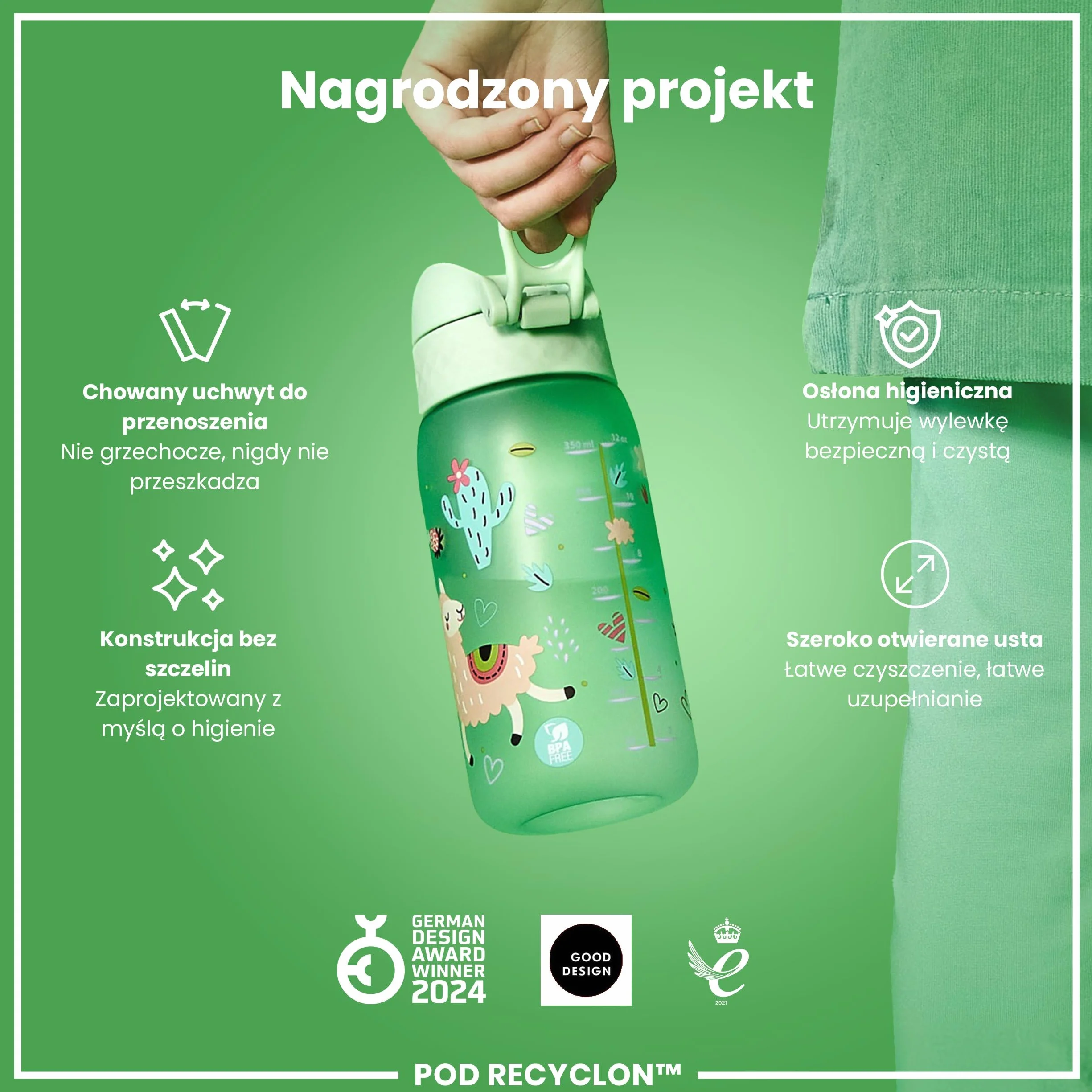 ION8 Butelka dla Dzieci 350 ml Szczelna Bez BPA Łatwa do Otwarcia