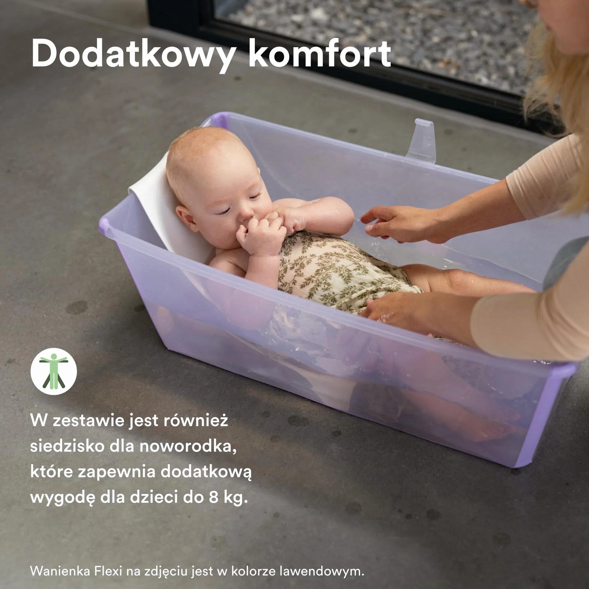 Wanienka Stokke Flexi Piaskowy Beż + Leżak Dla Noworodka + Stojak Składana, Trwała, Łatwa w Przechowywaniu