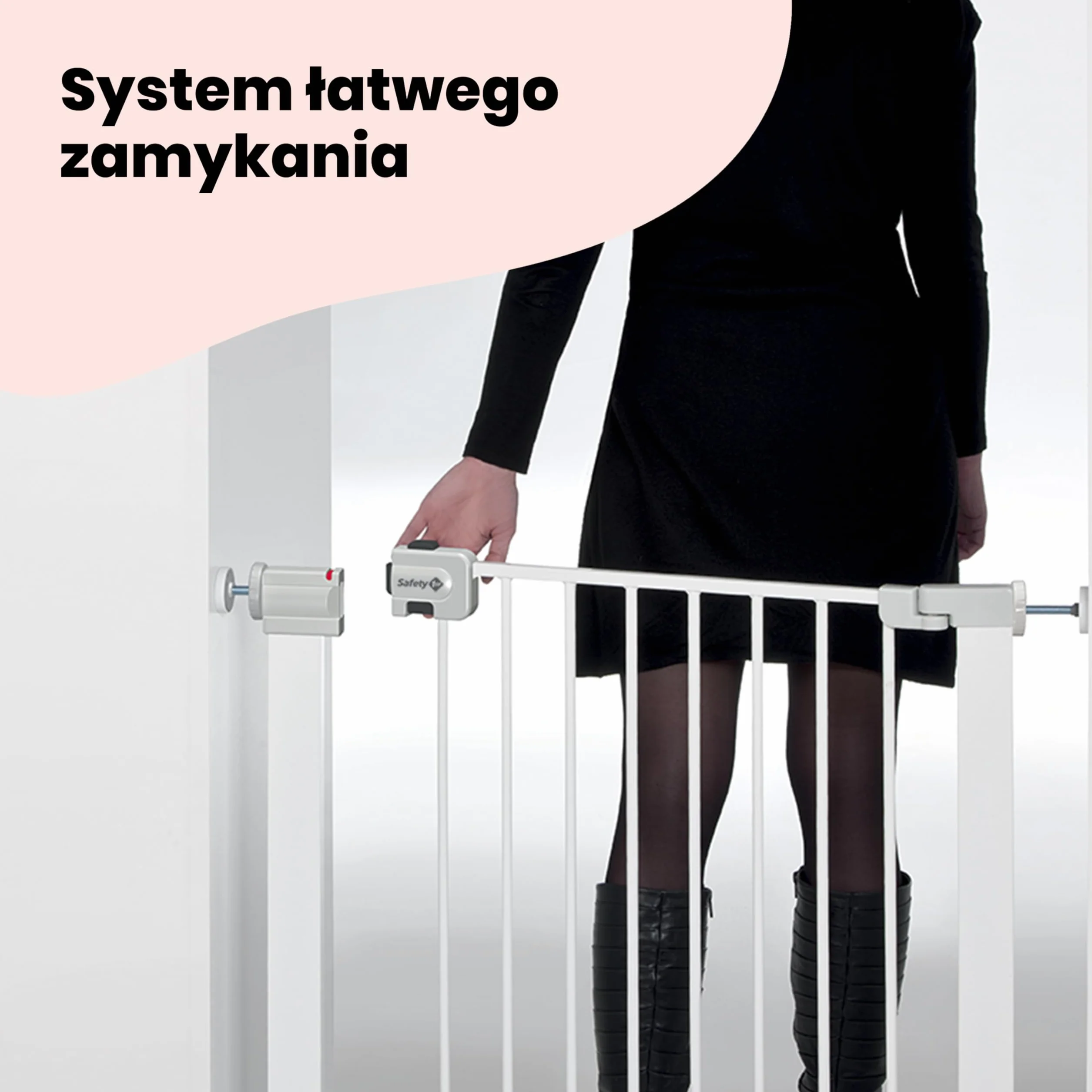 Safety 1st Secure Tech Simply Close, Rozsuwana Bramka Zabezpieczająca, Bramka Zabezpieczająca z Mechanizmem Dociskowym, od 6 miesięcy do 2 lat, Metal White (metalowa w kolorze białym)