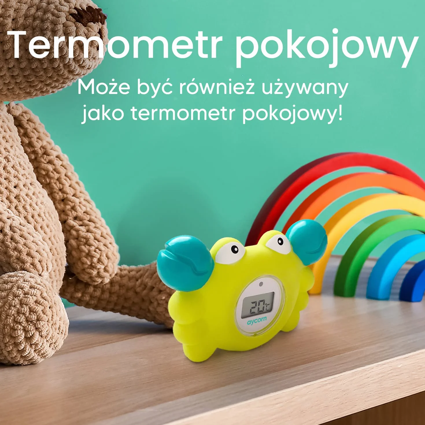 Aycorn Cyfrowy Termometr do Wanny Wody Kąpieli, dla Dzieci Niemowląt Malucha, Pokojowy Wodoodporny, Zabawka do Kąpieli, Elektroniczny Precyzyjny Czujnik Temperatury, Krab