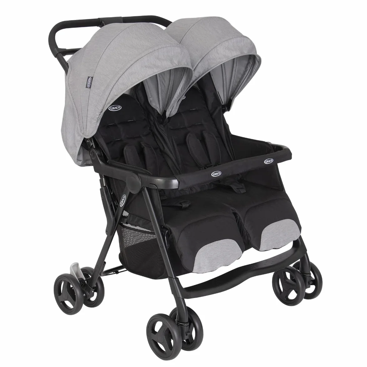 Graco DuoRider lekki podwójny wózek dziecięcy, odpowiedni od urodzenia do ok. 3 lat, moda Steeple Gray