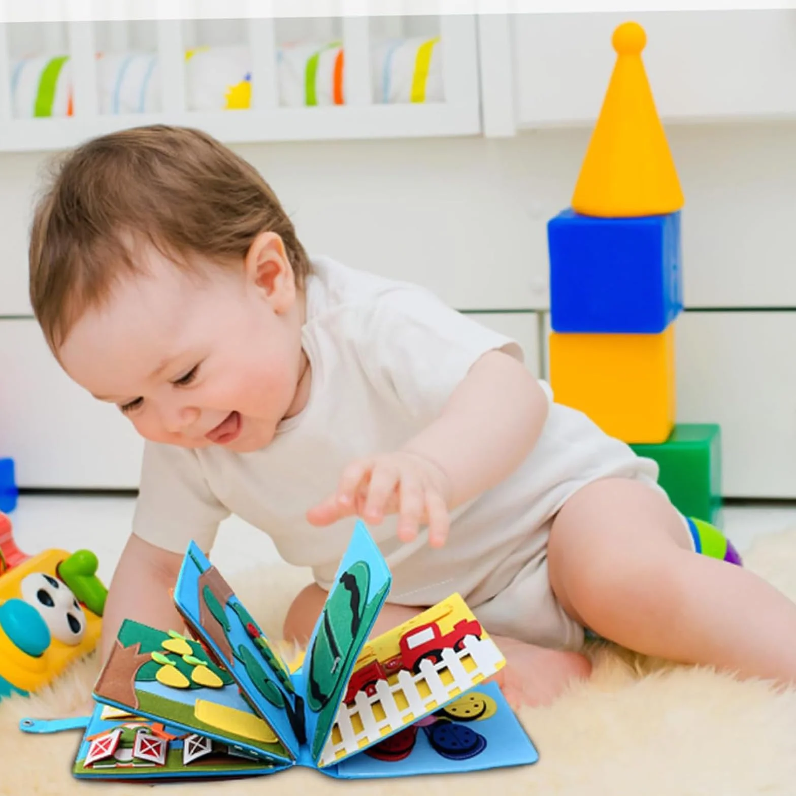 Montessori Cicha książka od 1 roku, do nauki motoryki precyzyjnej i kolorów, cicha książka do podróży i domu, prezent dla dziewczynek i chłopców