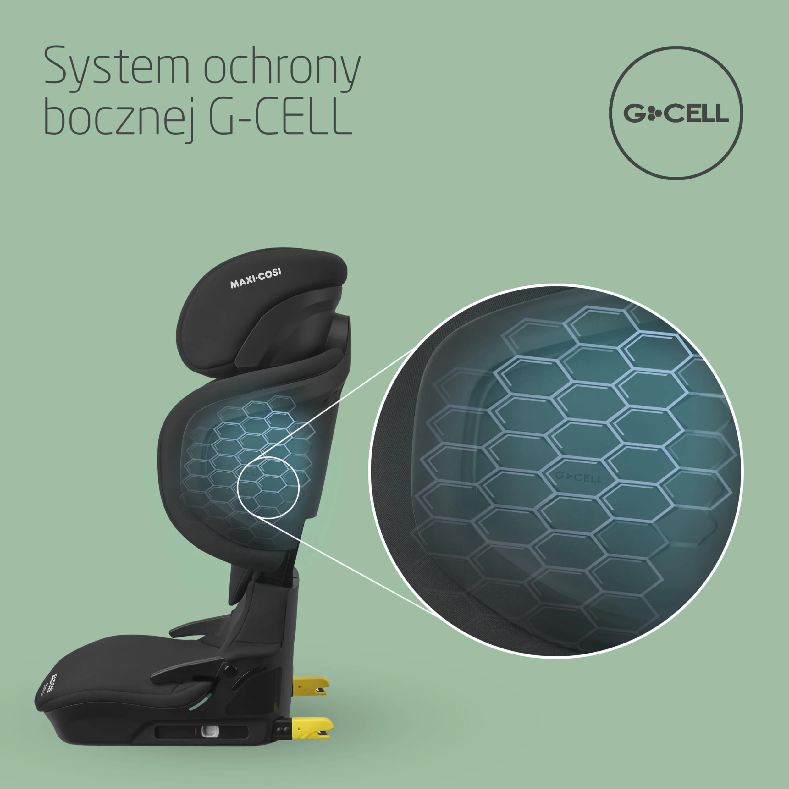 Maxi-Cosi Tanza i-Size, Fotelik booster z wysokim oparciem, 3,5–12 lat, 100–150 cm, Składany fotelik, 10 ustawień zagłówka, System ochrony bocznej G-CELL, Fotelik samochodowy isofix, Full Black