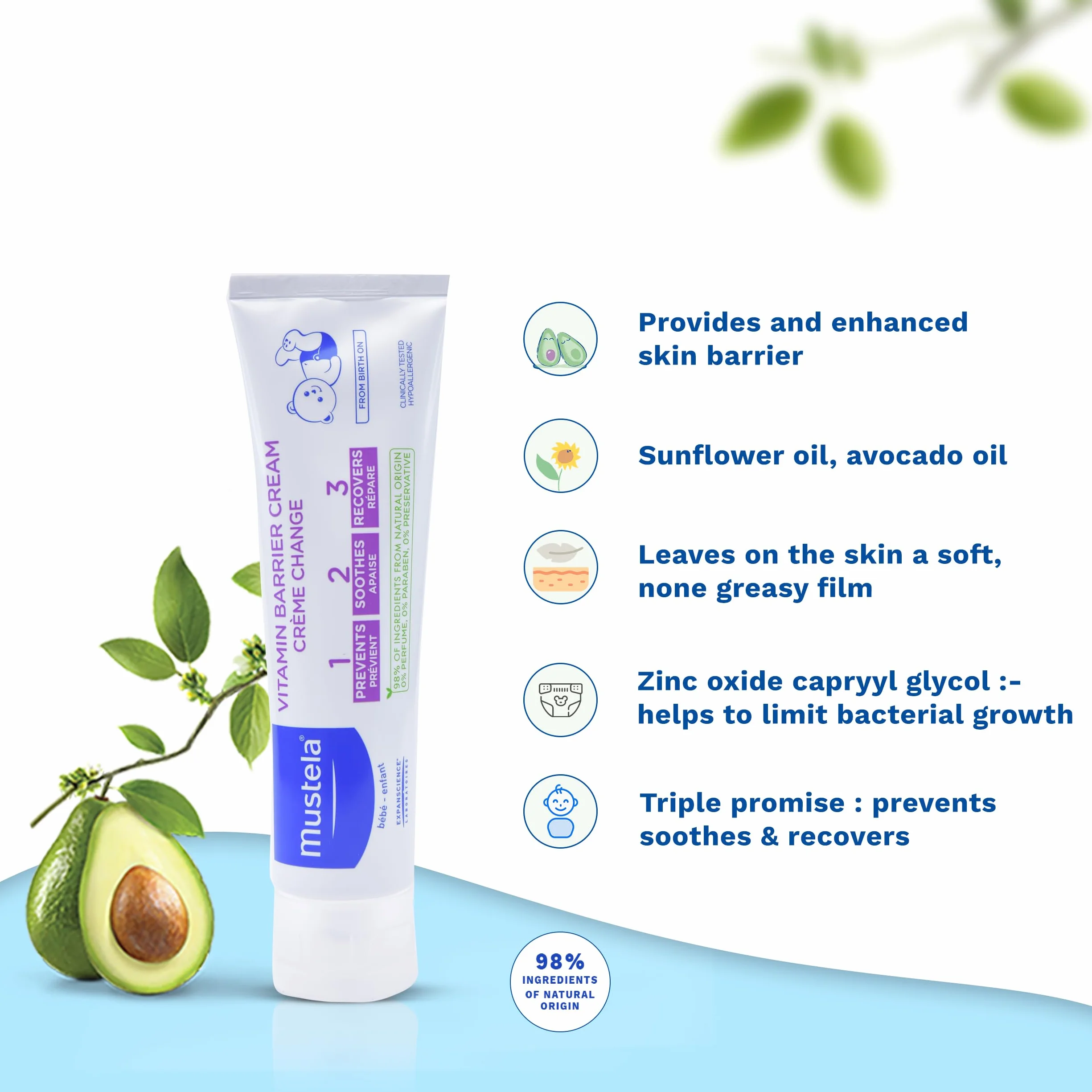 Mustela krem do pieluszek 100 ml dla wrażliwej skóry dziecka ochrona przed podrażnieniami