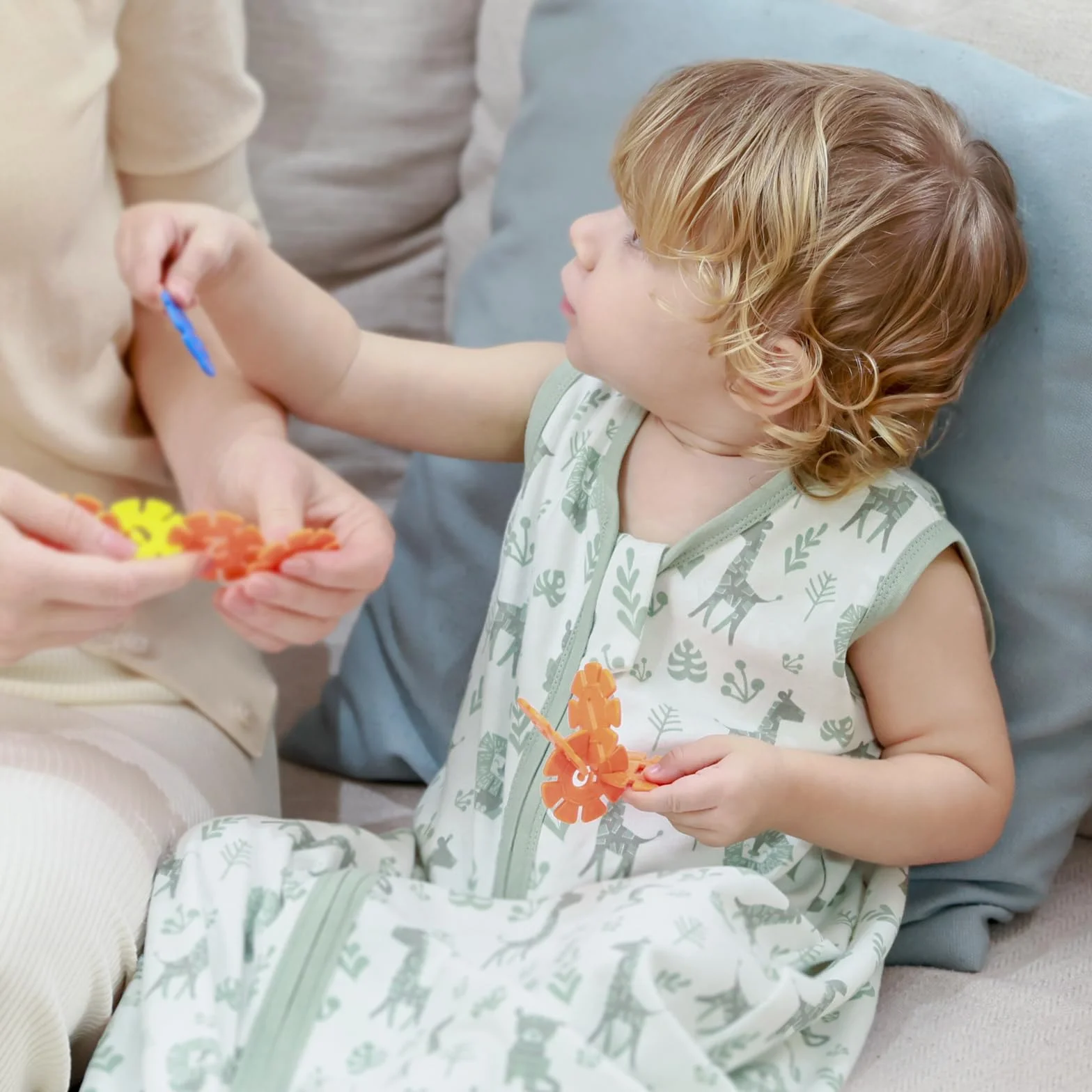 Mosebears Śpiwór dziecięcy letni śpiwór 0,5 Tog, 100% bawełna, oddychający śpiwór niemowlęcy (2 sztuki, zielony, S)
