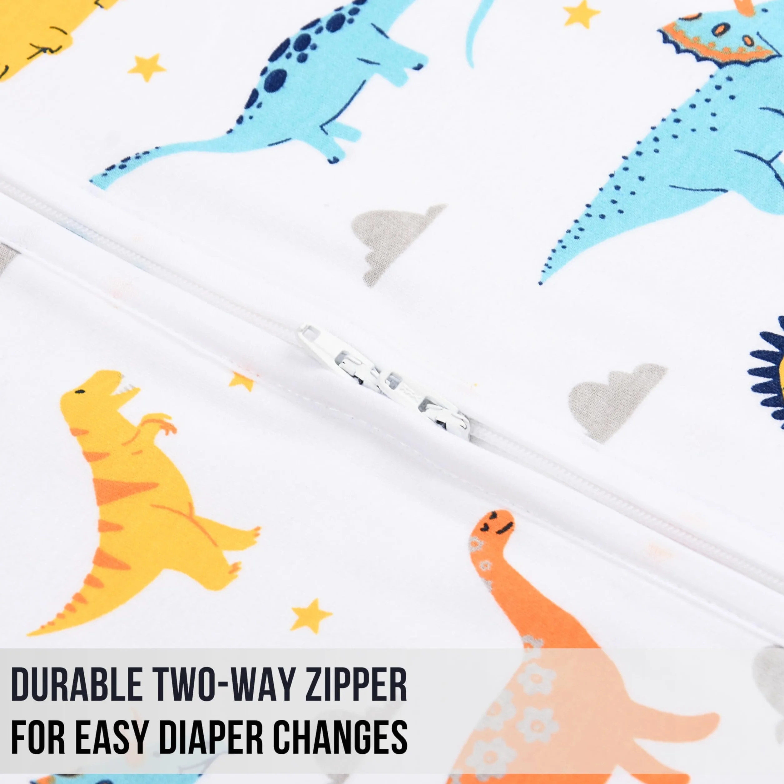 Mama Cheetah Przenośny koc dla niemowląt, śpiwór z bawełny organicznej, śpiwór z podwójnym zamkiem błyskawicznym, Dinozaury 1.0 TOG, Large (12-18 mois)