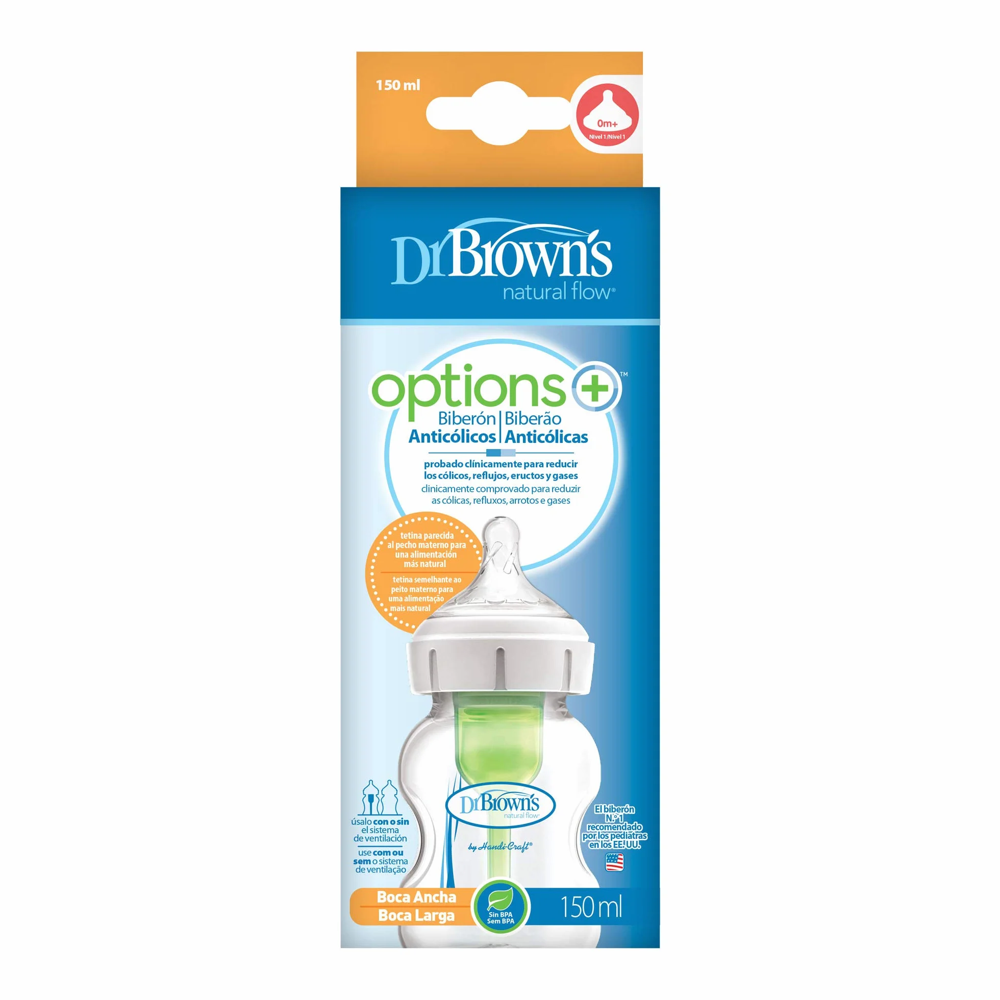 Dr. Brown's Butelka do karmienia Antykolowa Szerokie usta Options+ 150 ml