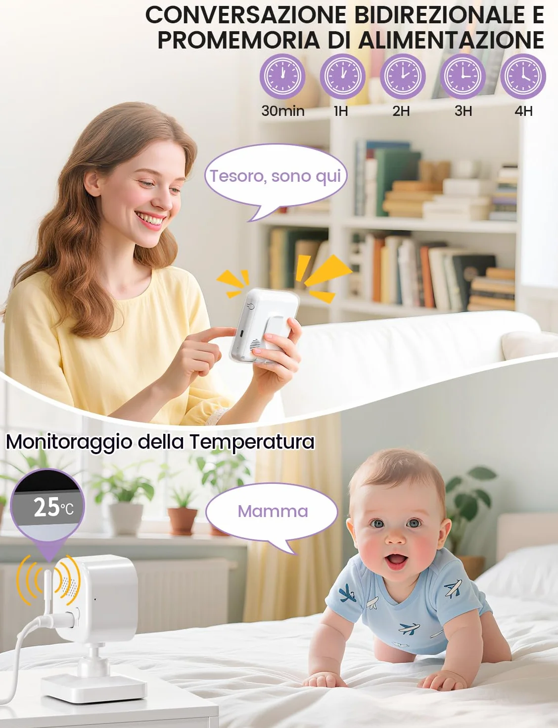 Babyphone z kamerą 2,8 cala 720P HD 2000 mAh monitor dla niemowląt noktowizor VOX