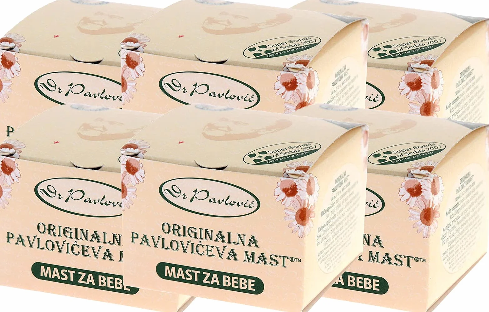 6 x oryginalny Dr. Pavlovic Baby Cream - leczenie odparzeń pieluszkowych, nawilżanie skóry suchej, maść do pielęgnacji skóry niemowląt z rumiankiem (6 x 100 ml) (dziecko, 6)